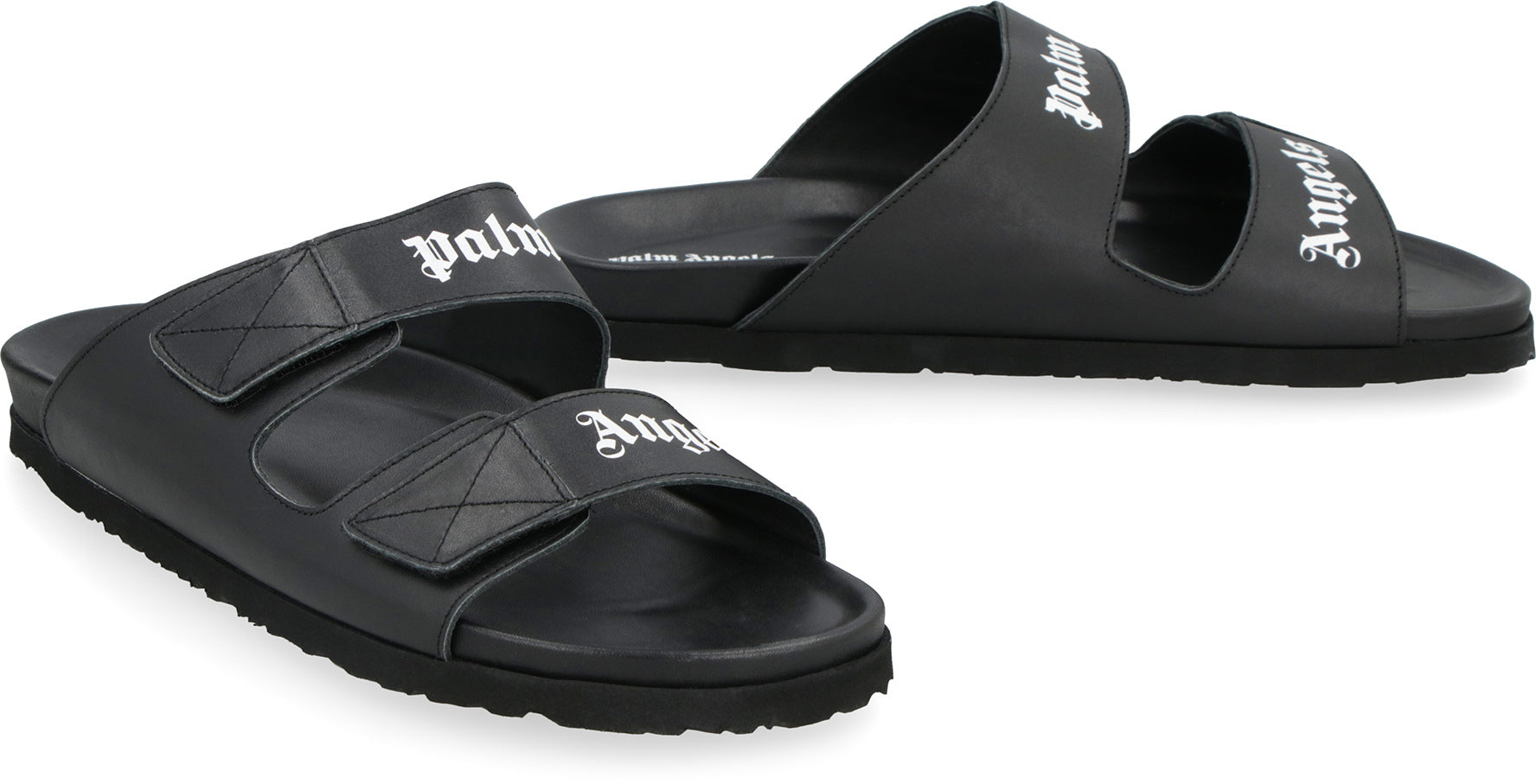 Leather slides with logo