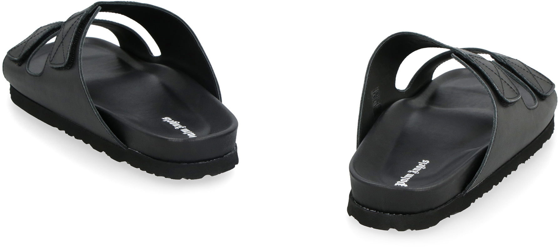 Leather slides with logo