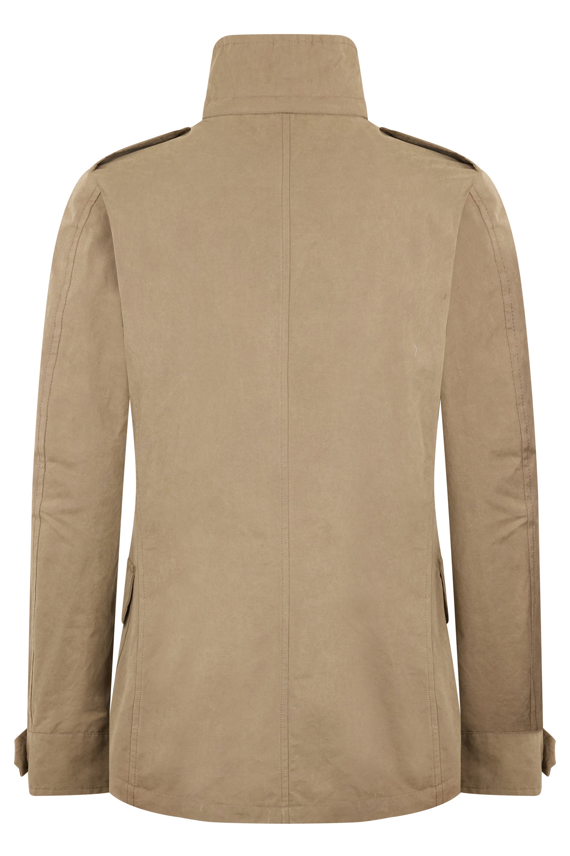 Beige jacket resistant with pockets and high collar