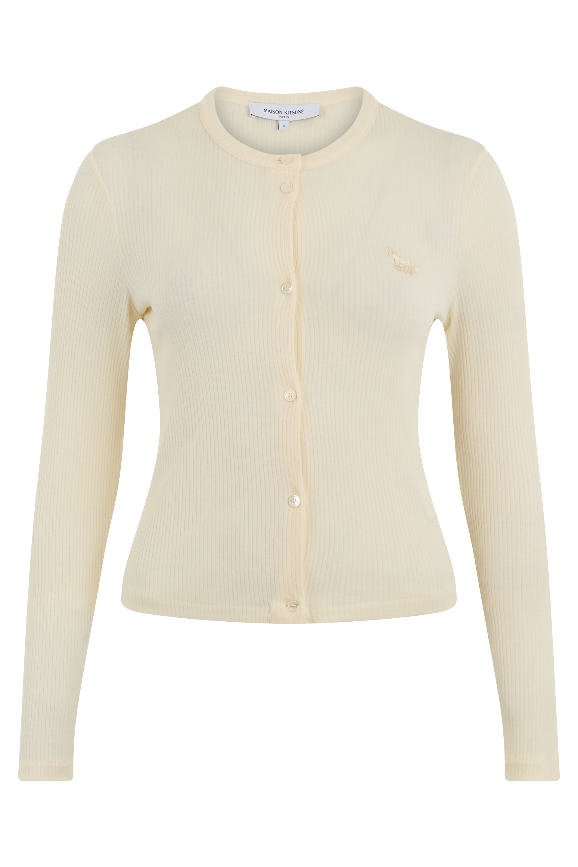 Ribbed crew neck cardigan