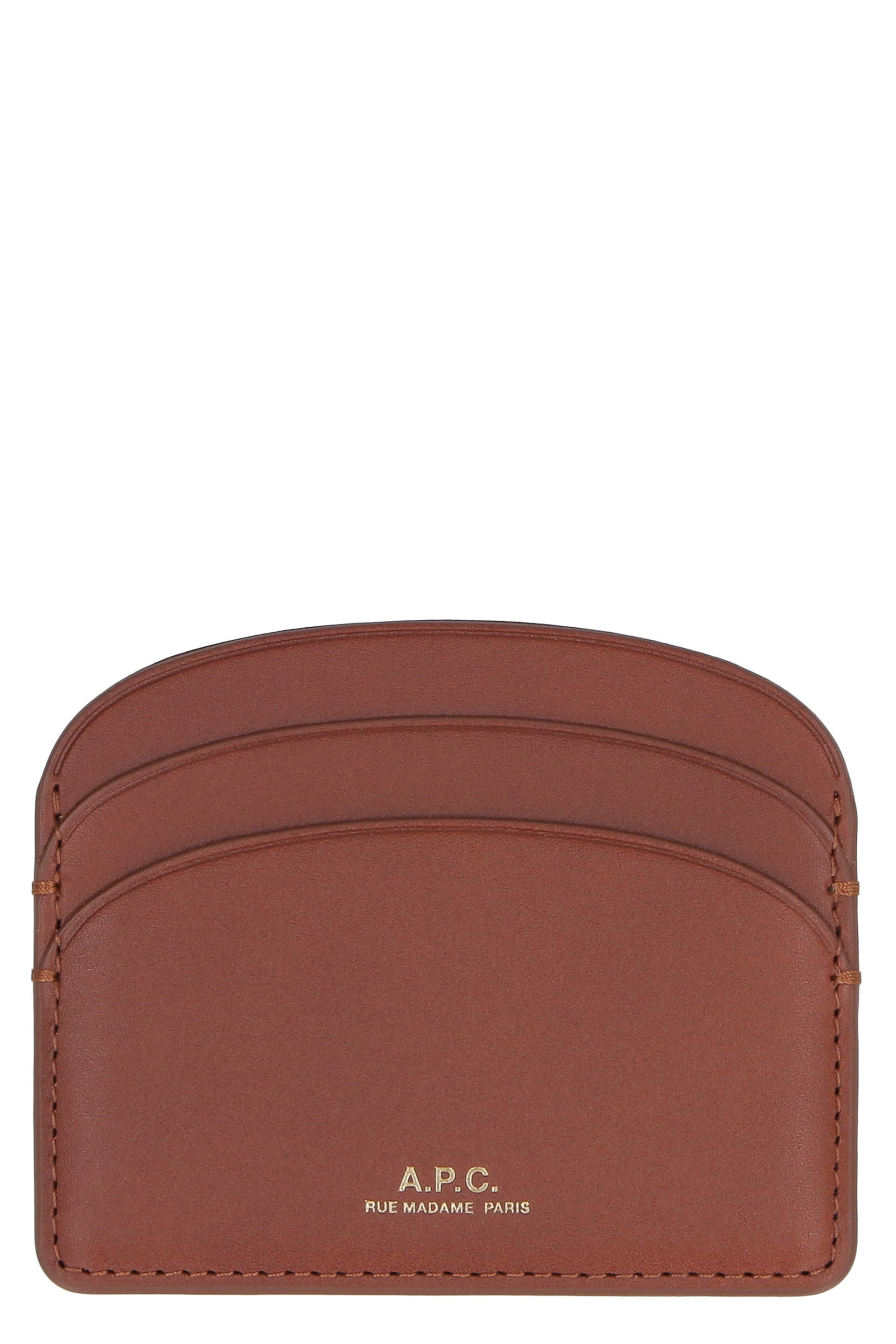 Logo detail leather card holder