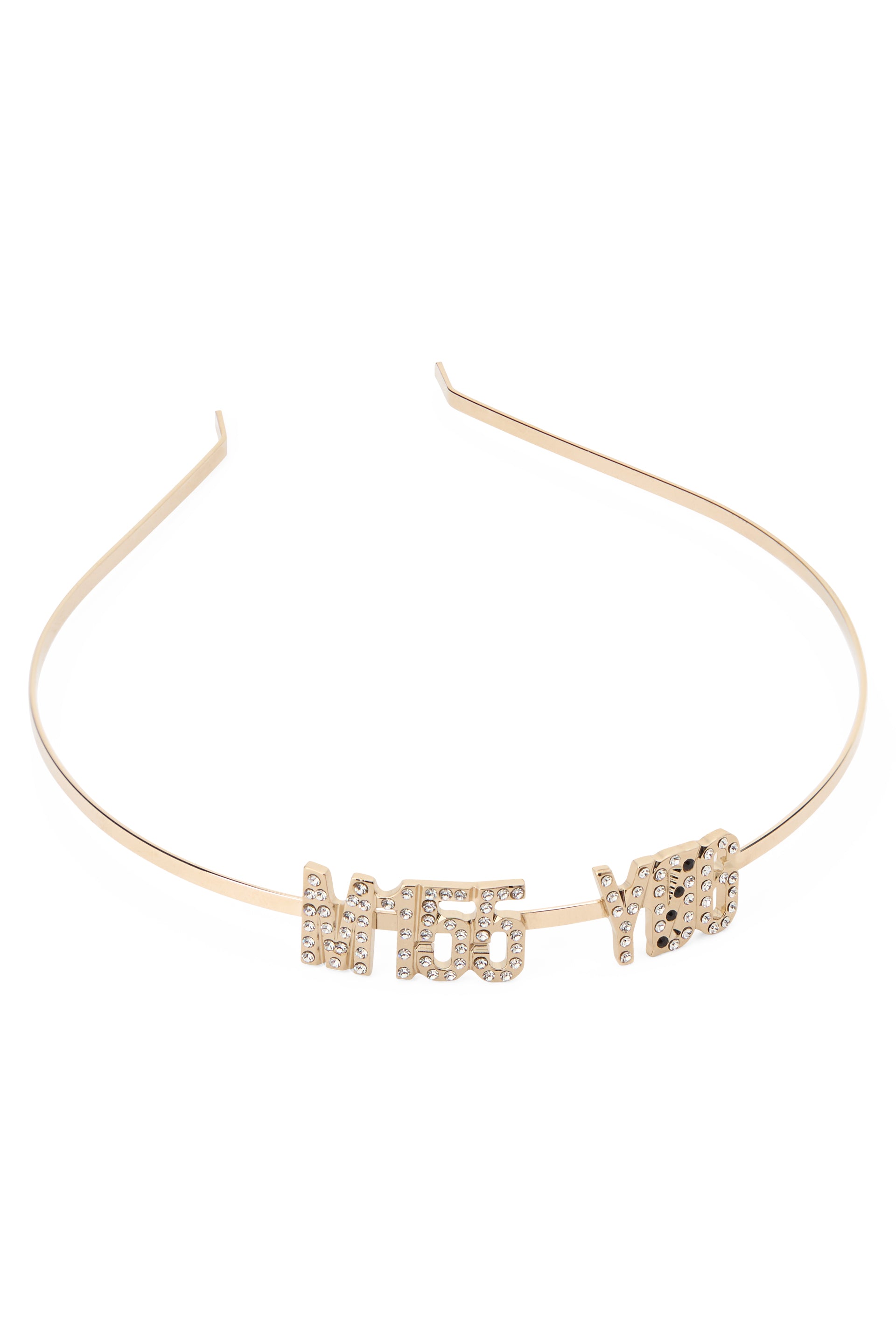 Elegant metal hairband in shiny gold color with versatile design.