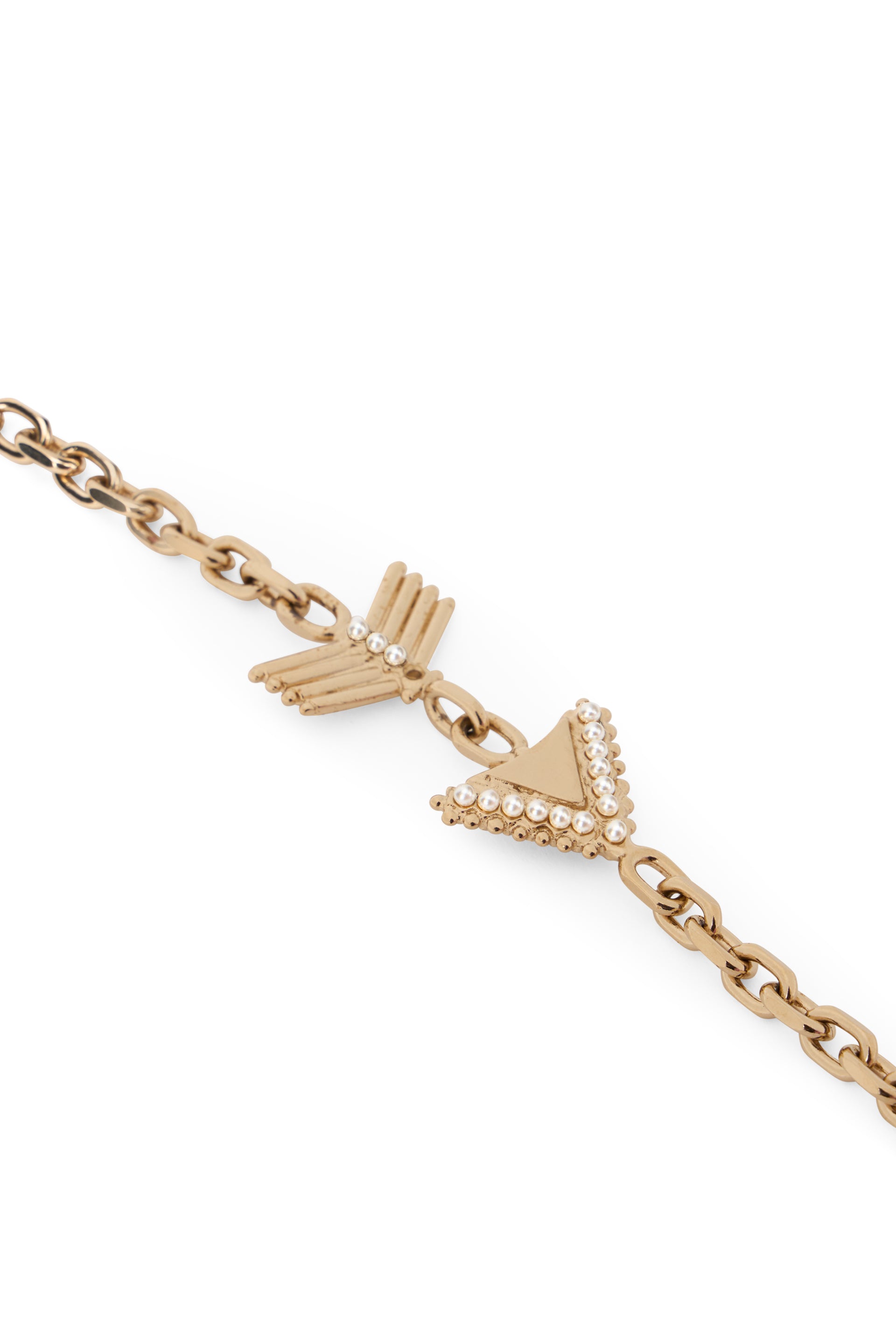 Gold bracelet with elegant decorative arrows.
