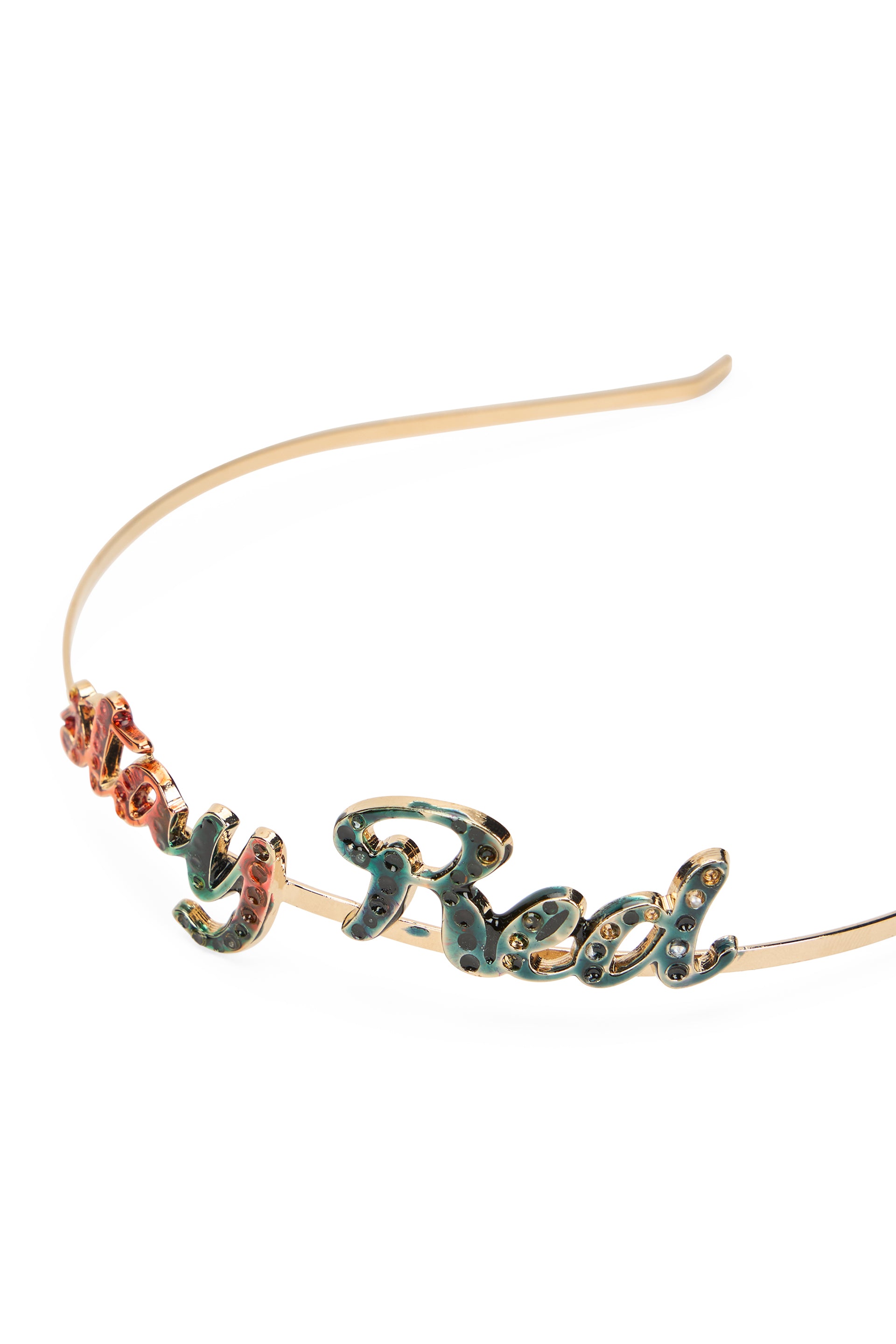Elegant gold-colored headband for hair, versatile style.