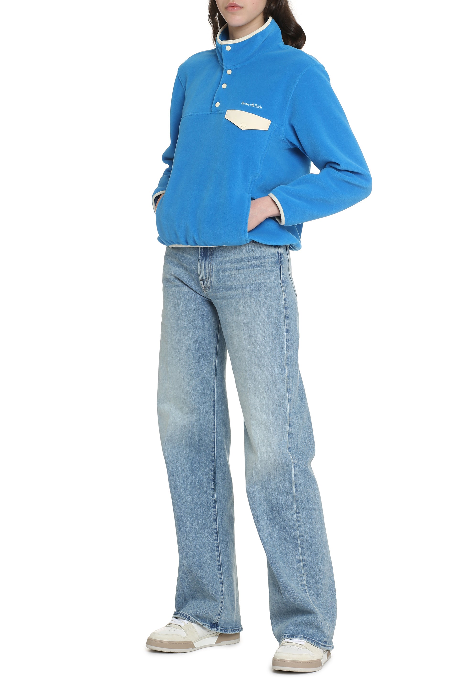 Stand-up collar fleece sweatshirt