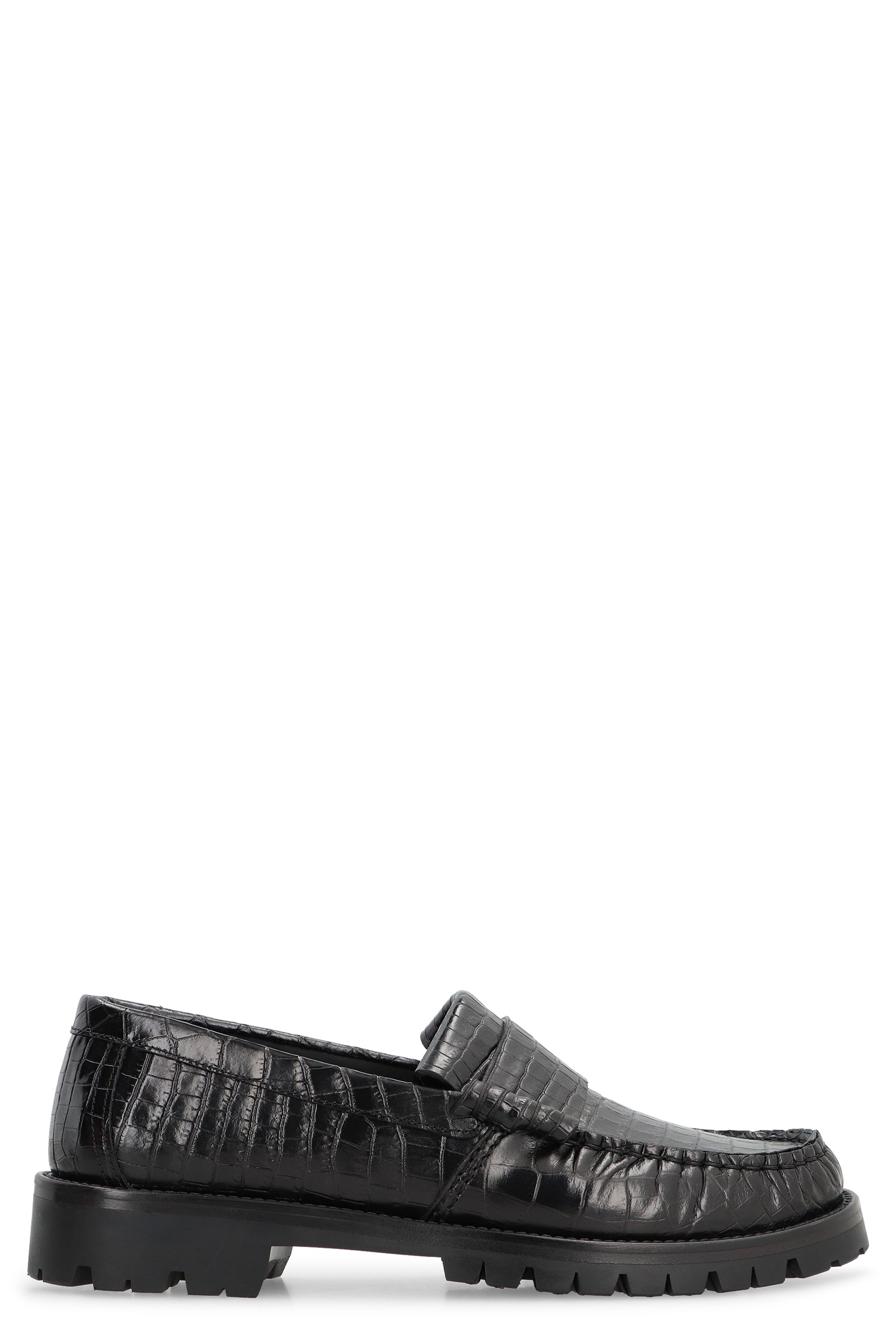 Printed leather loafers