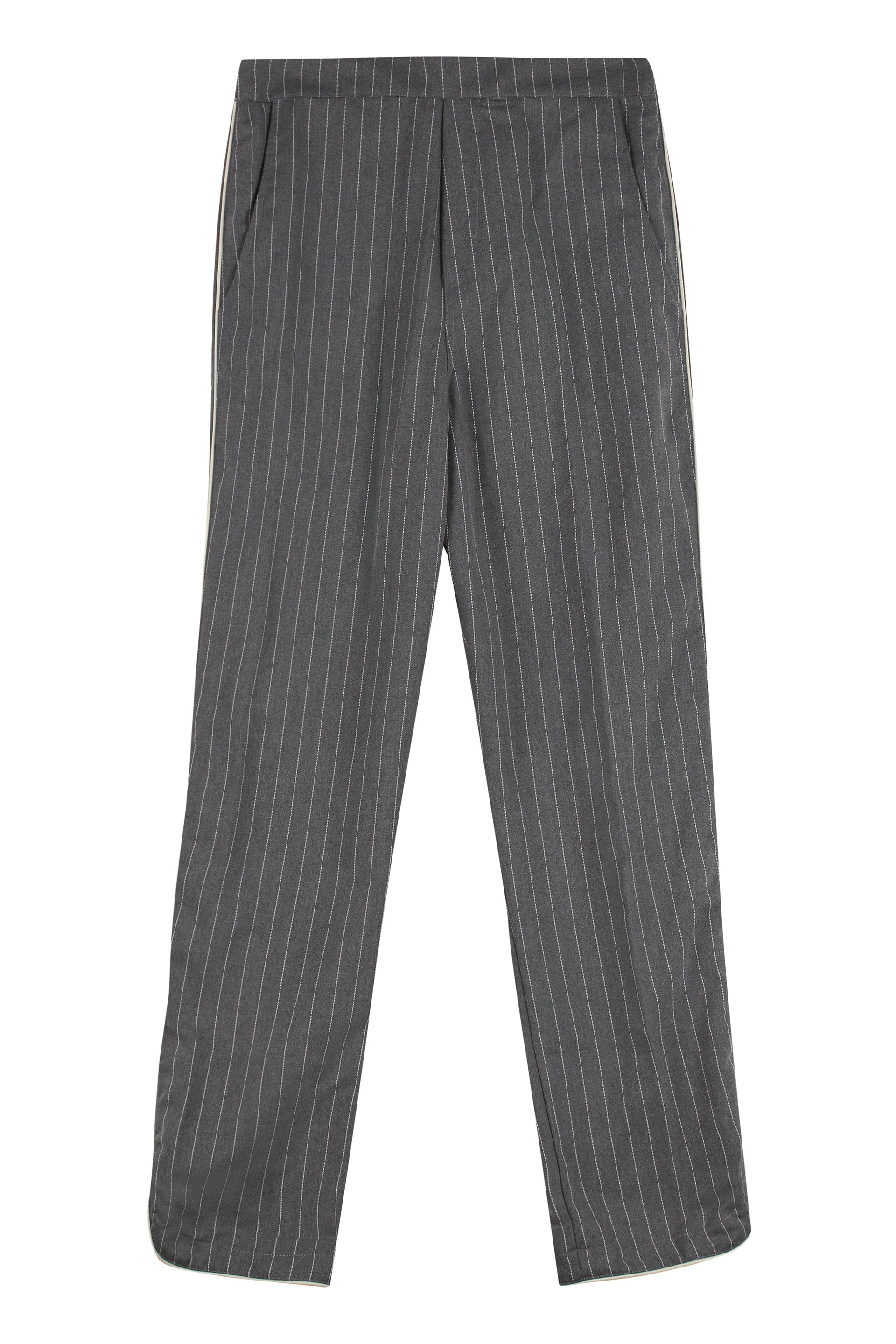 Cropped pinstripe-motif trousers