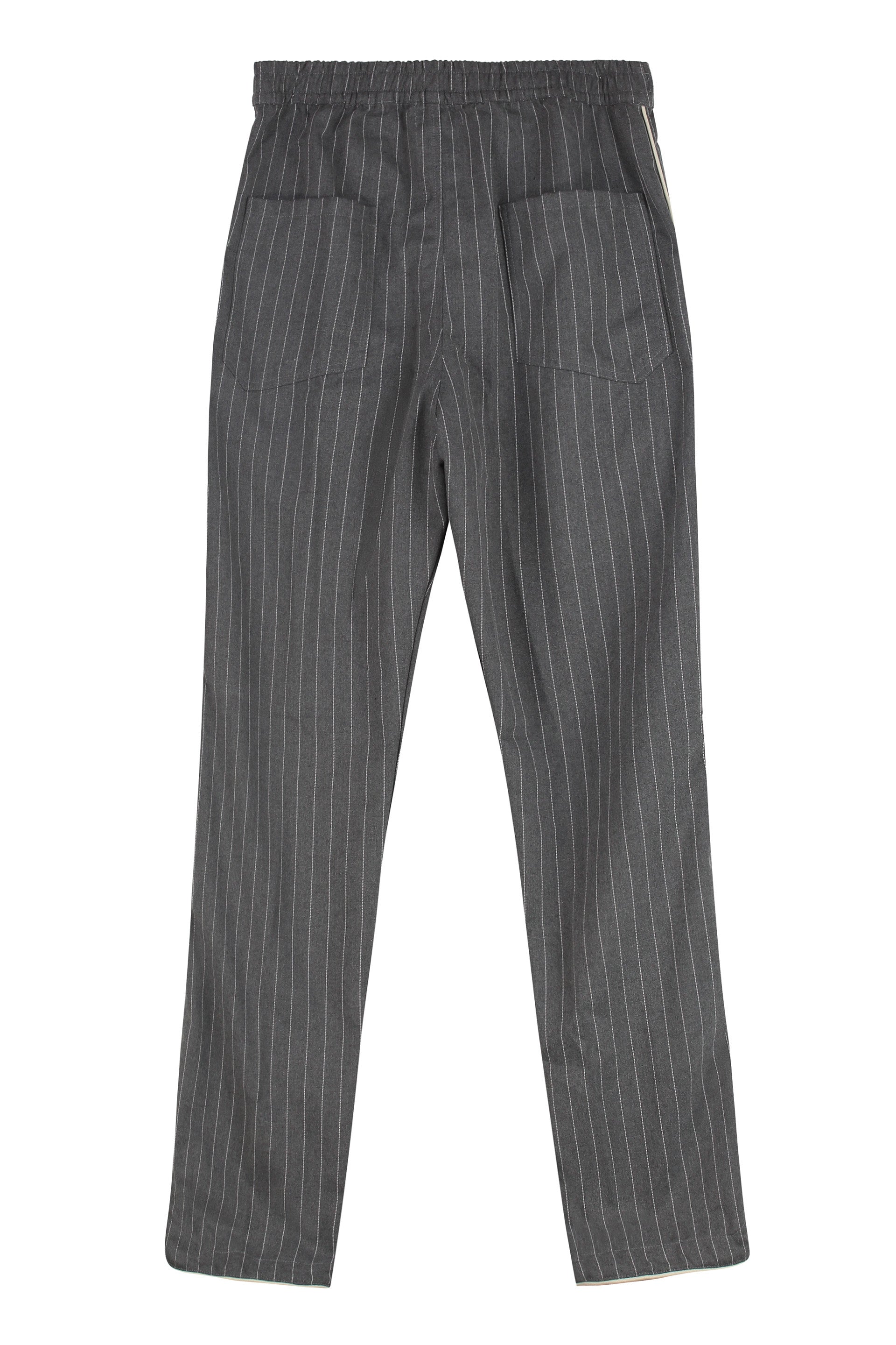 Cropped pinstripe-motif trousers