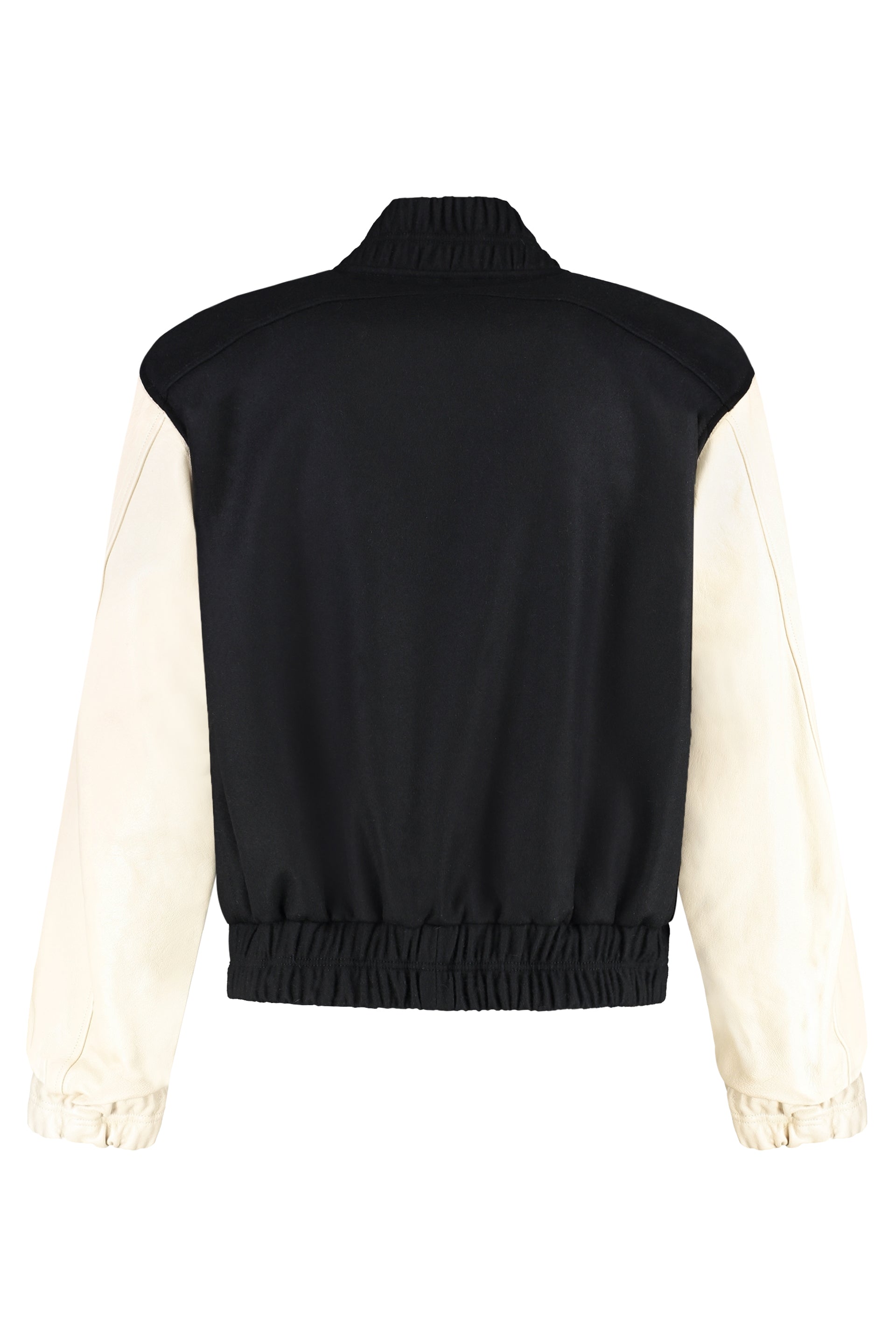Leather sleeves bomber jacket