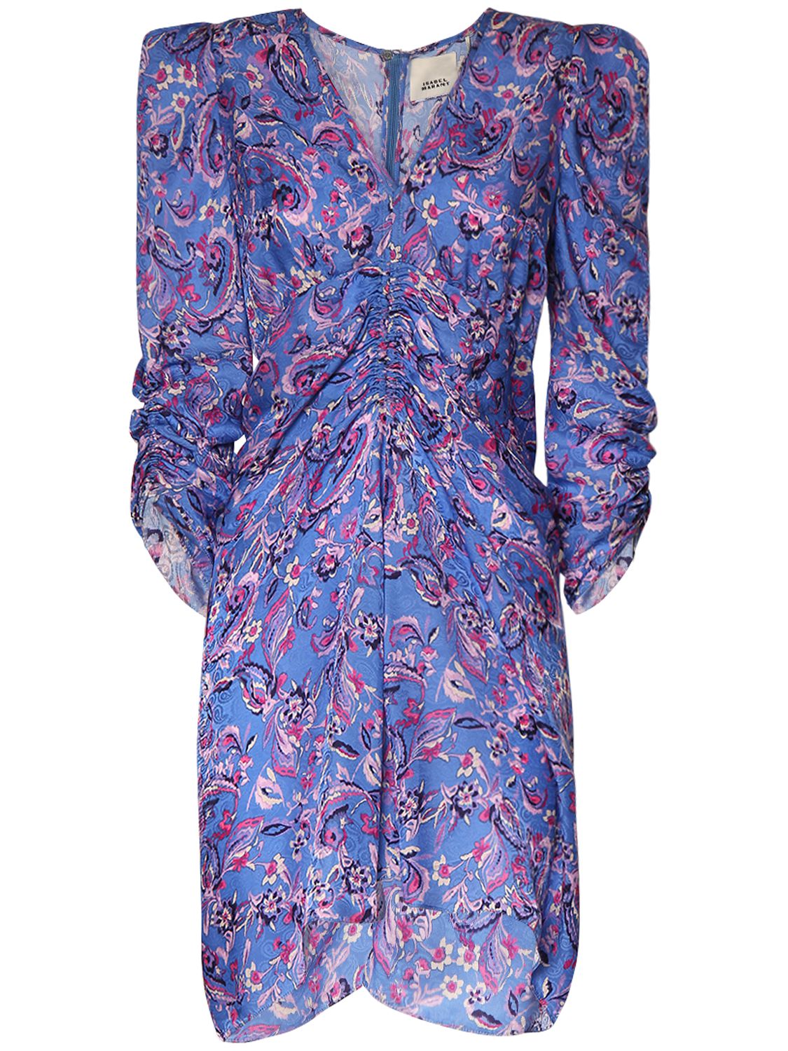 Elegant floral dress in blue and purple