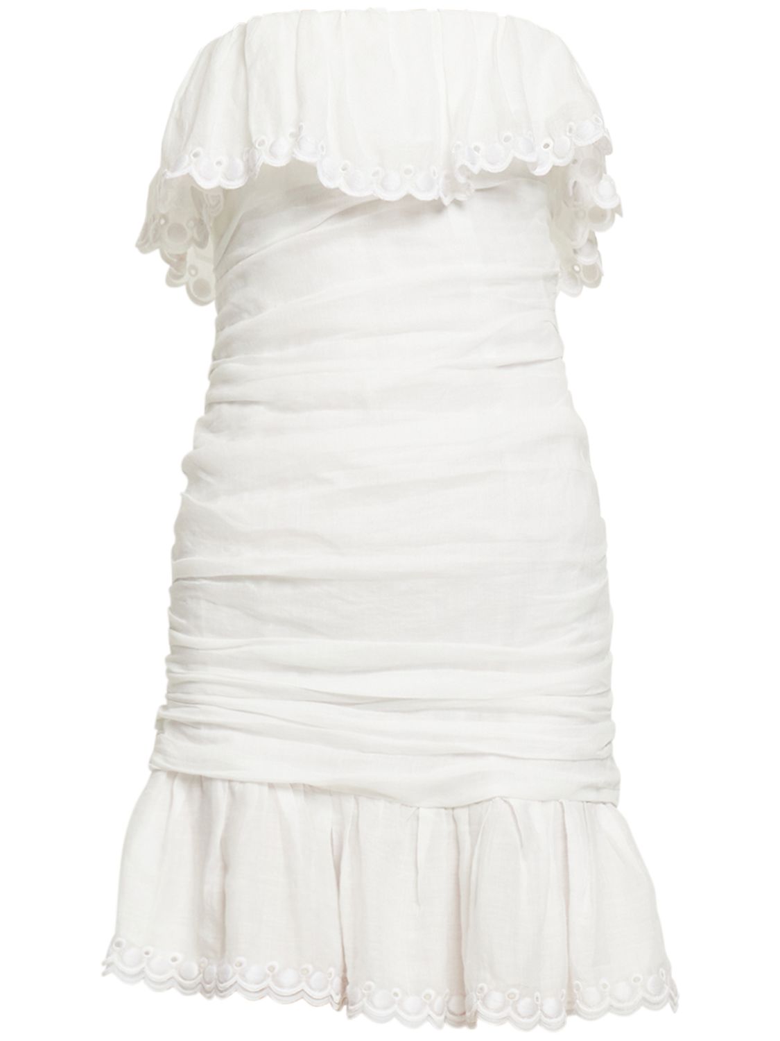 White off-the-shoulder short dress with ruffle
