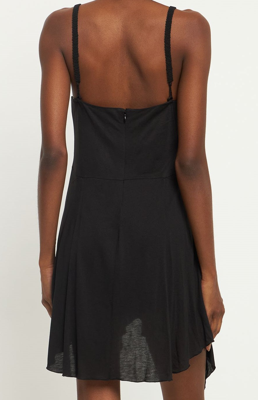 Flowing black dress with thin straps sophisticated