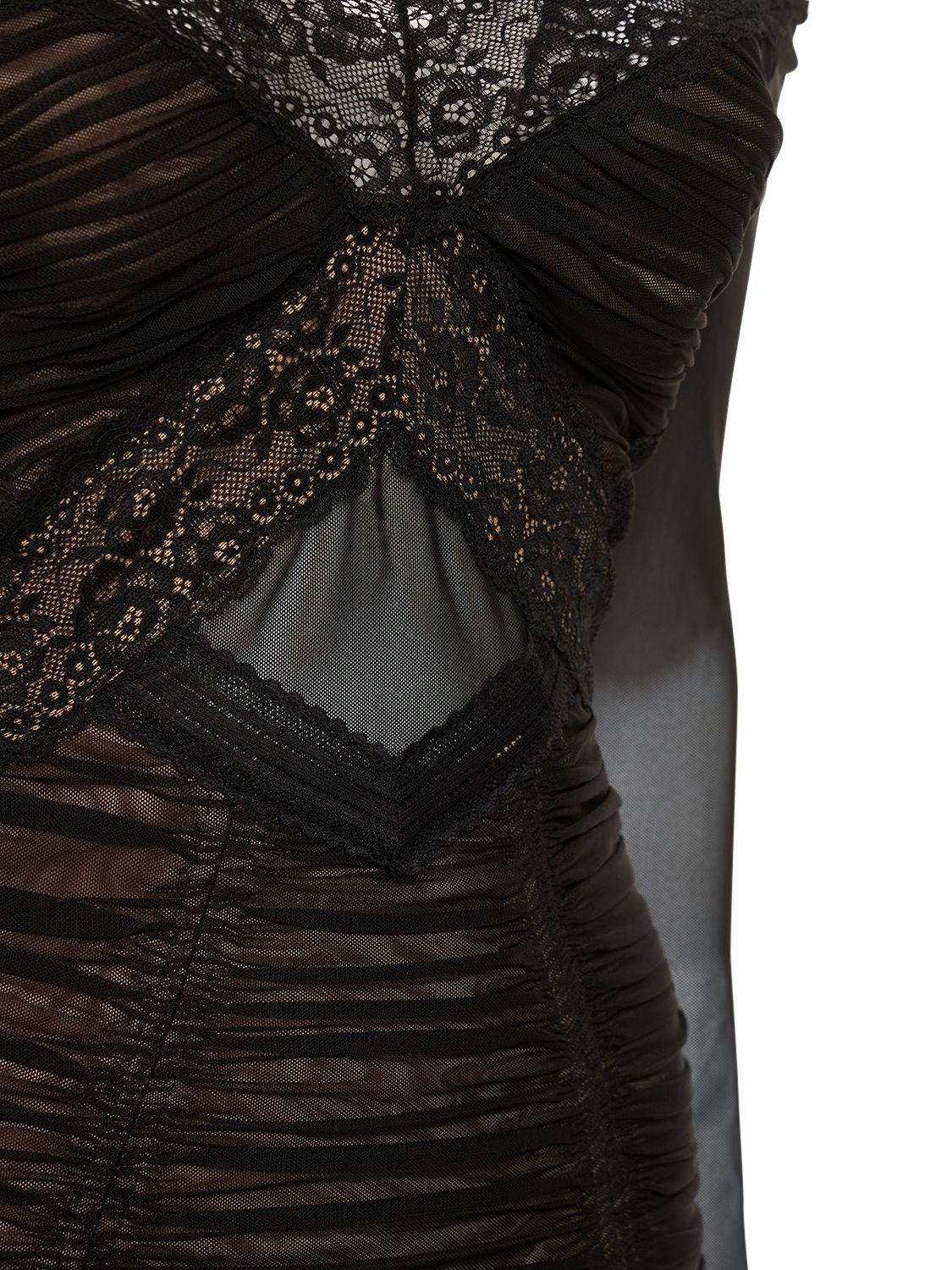 Elegant black dress with sheer sleeves