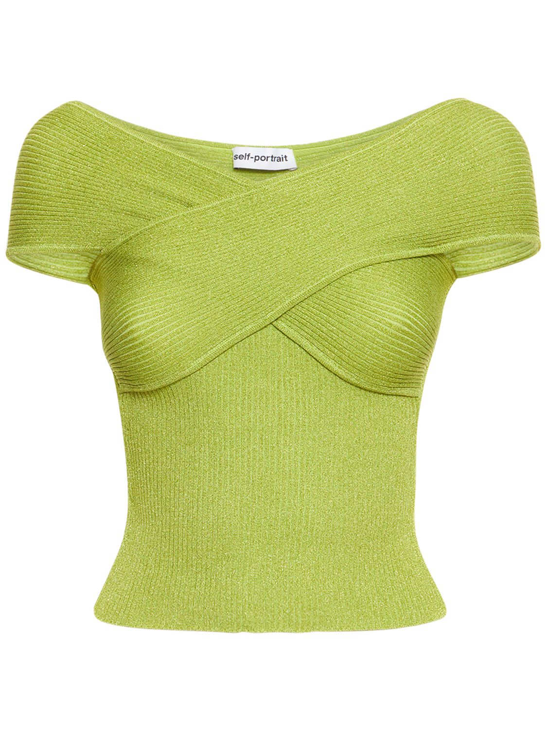 Bright green top with wide neckline elegant