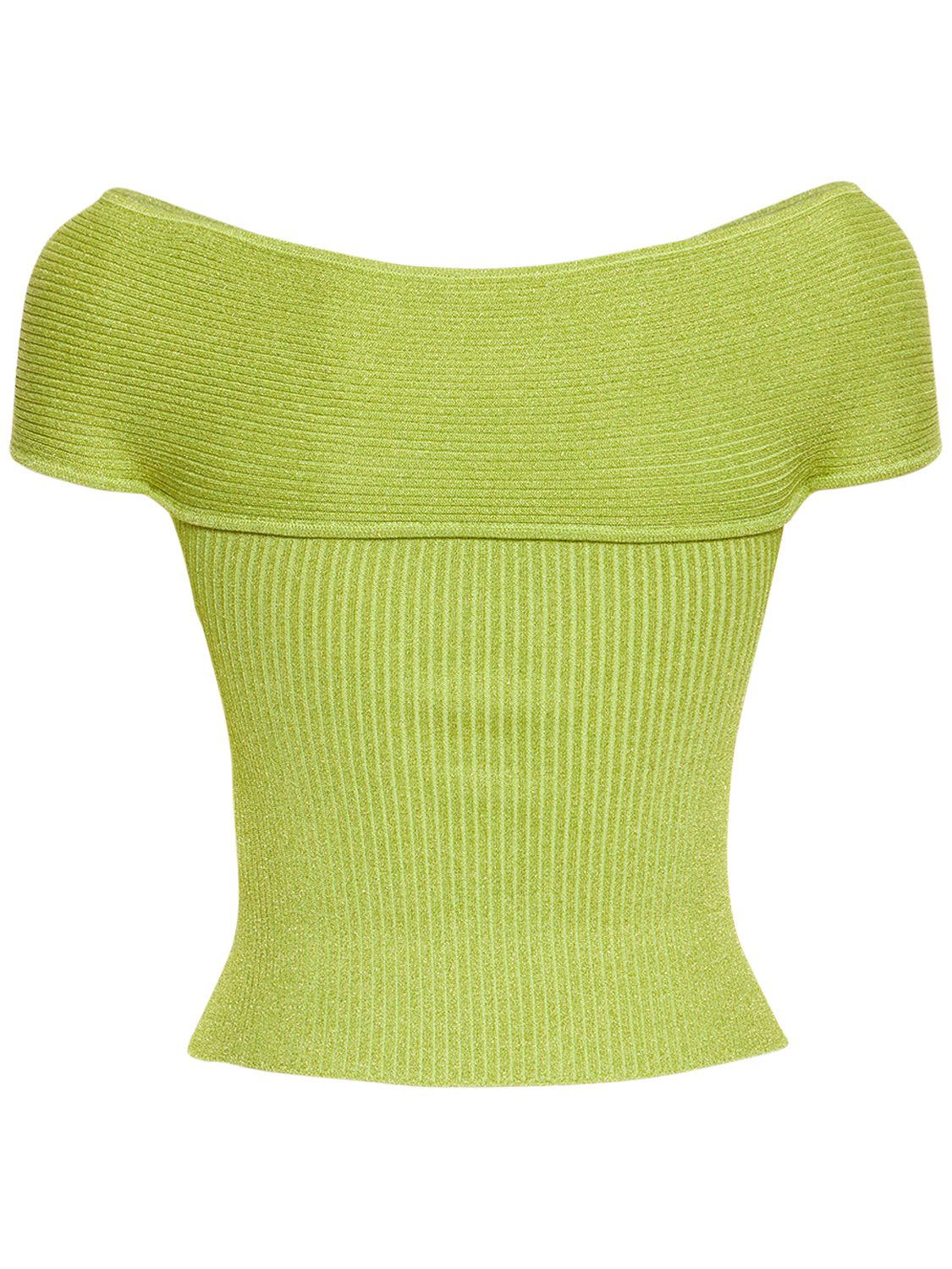 Bright green top with wide neckline elegant