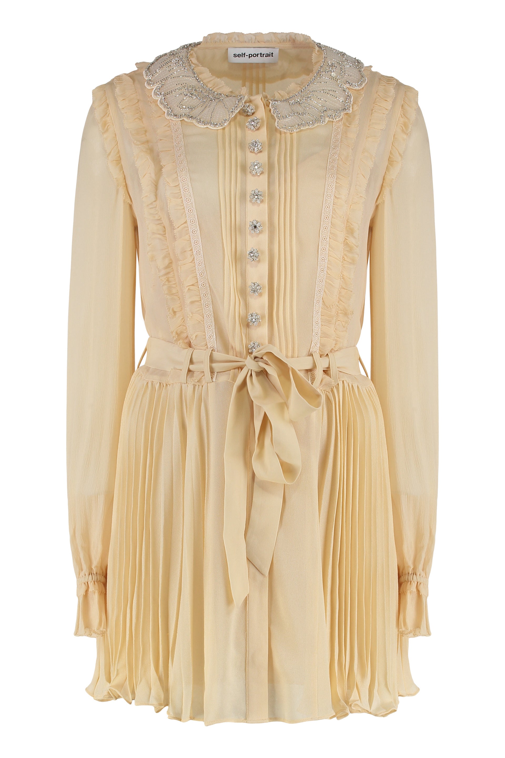 Mini dress in pleated georgette