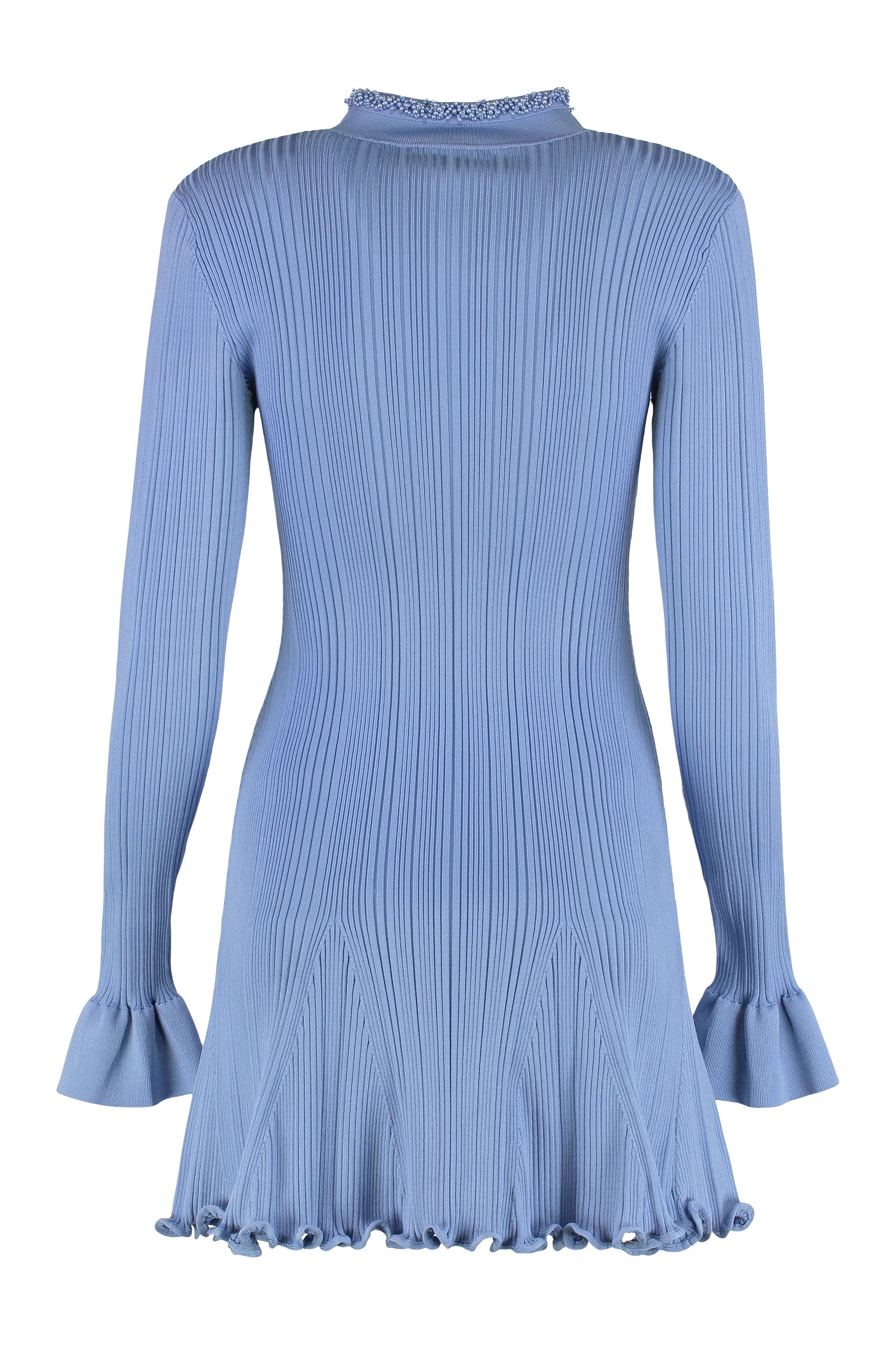 Mini knitted dress with pearl finishes