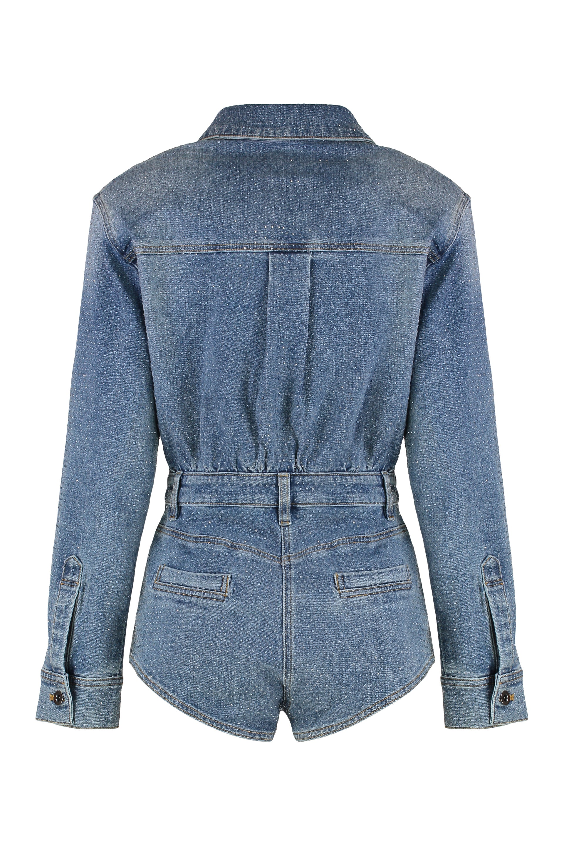 Denim jumpsuit with rhinestones