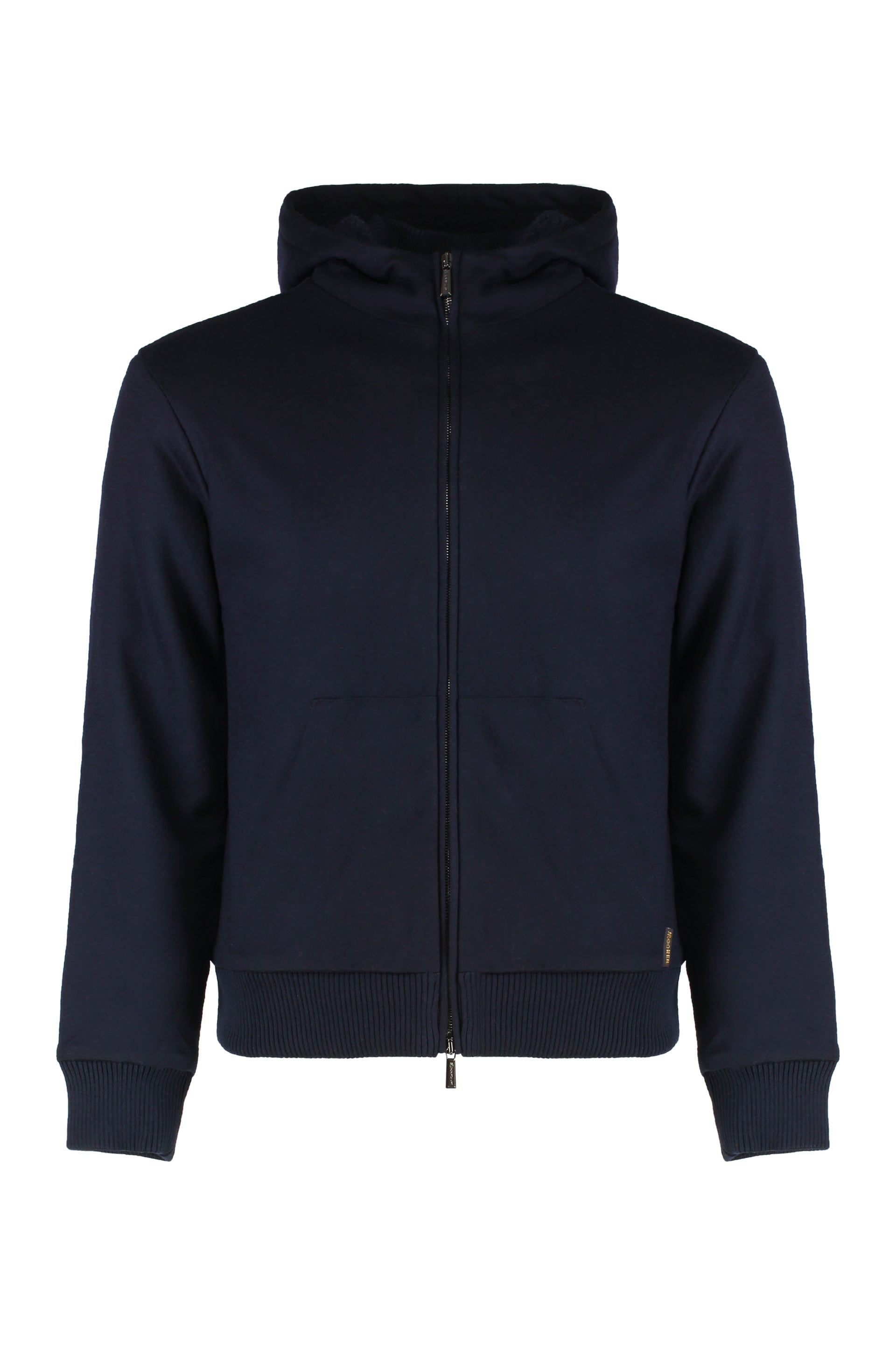Hoodie with zip and hood made of virgin wool