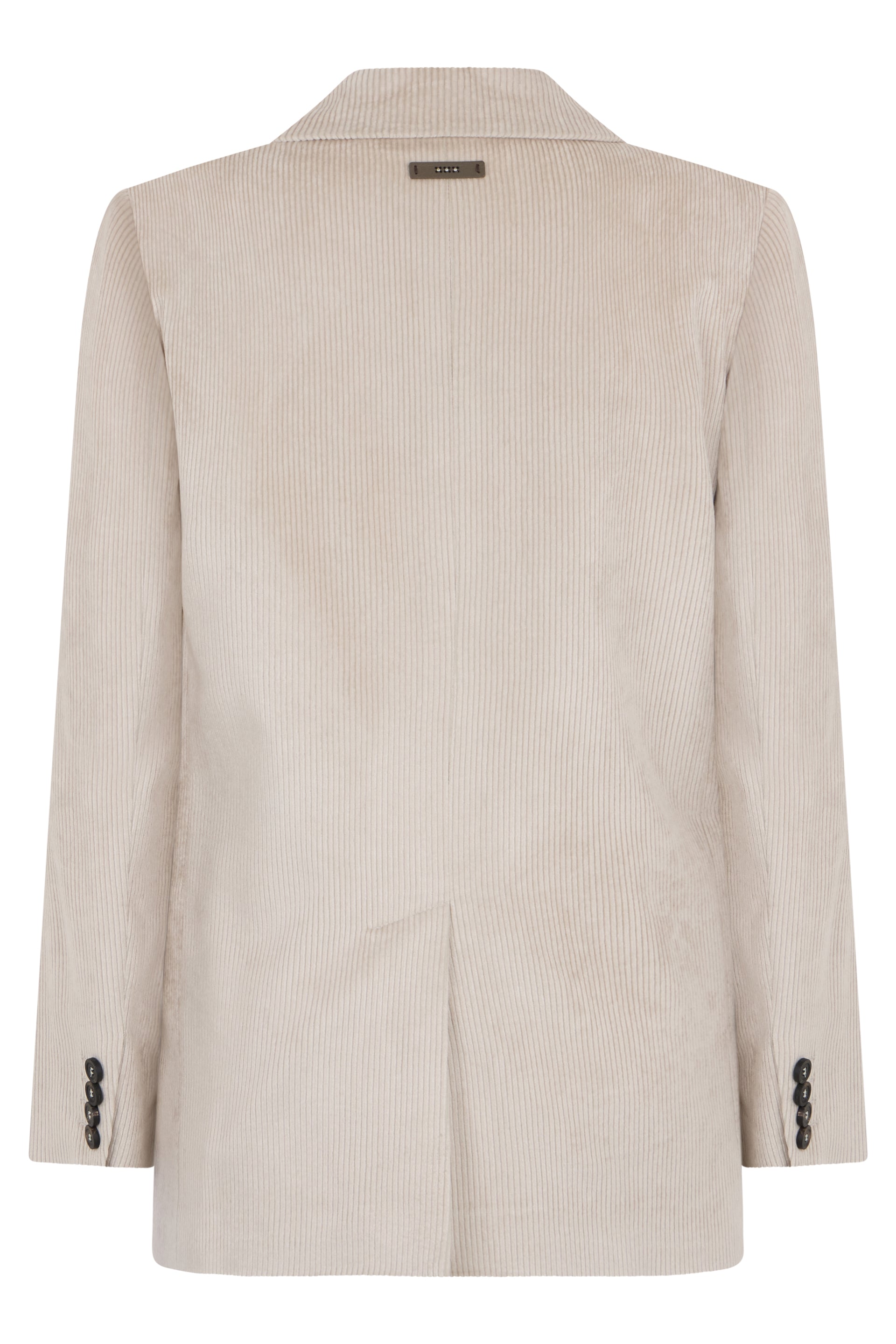 Sand-colored blazer in soft ribbed fabric with a minimal and refined design.