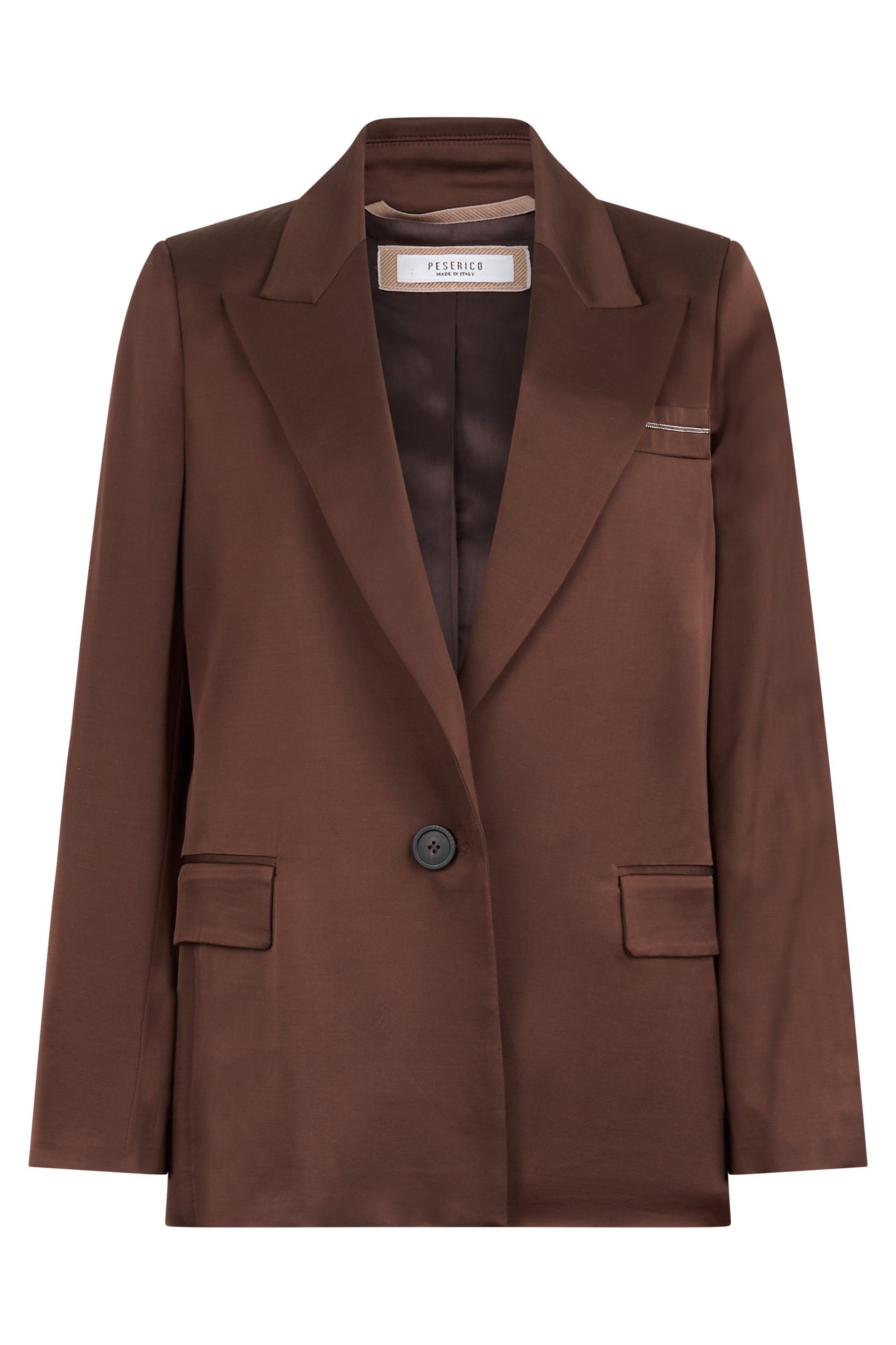 Elegant brown blazer with a classic cut.