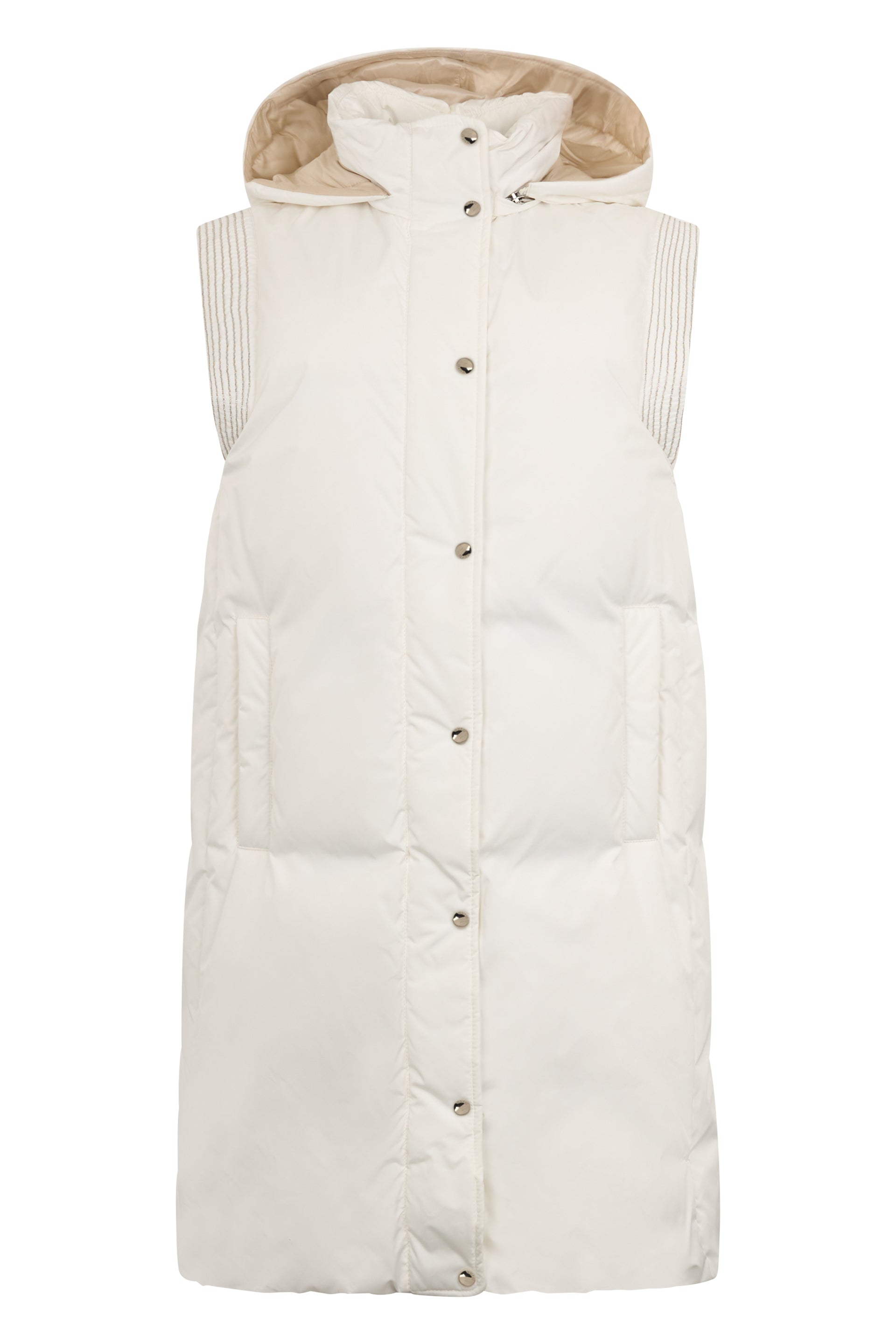 White long gilet with minimal and chic design.