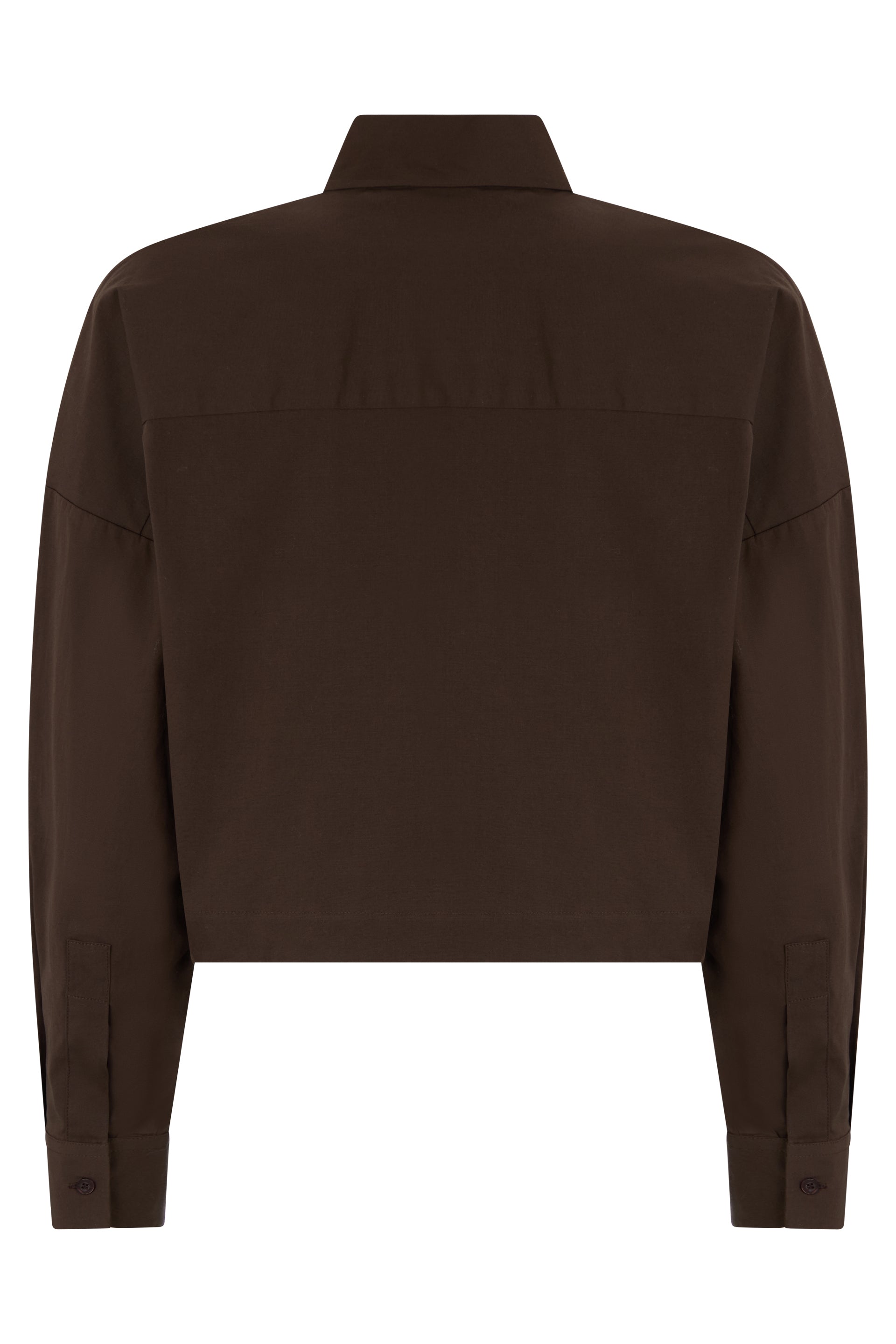 Brown cropped shirt with casual and refined design.