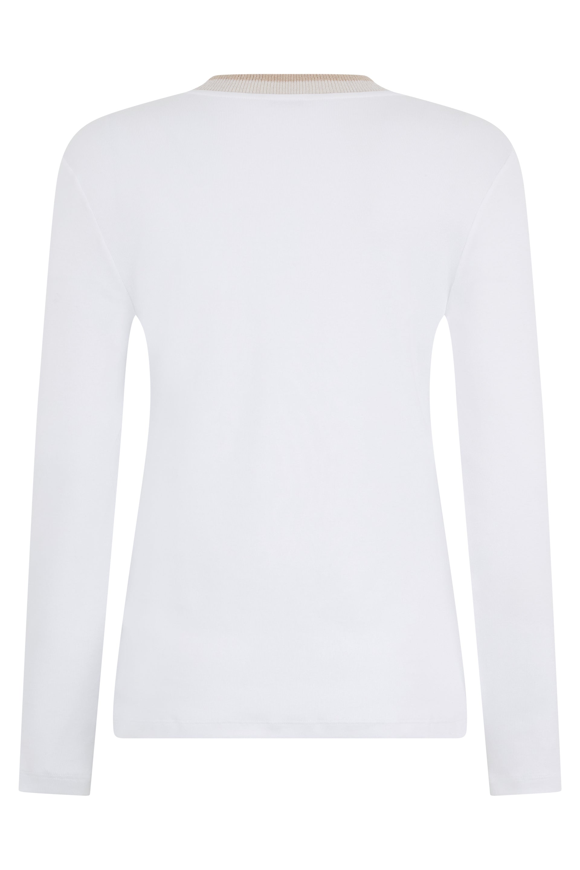 White long-sleeve shirt that offers comfort and style.