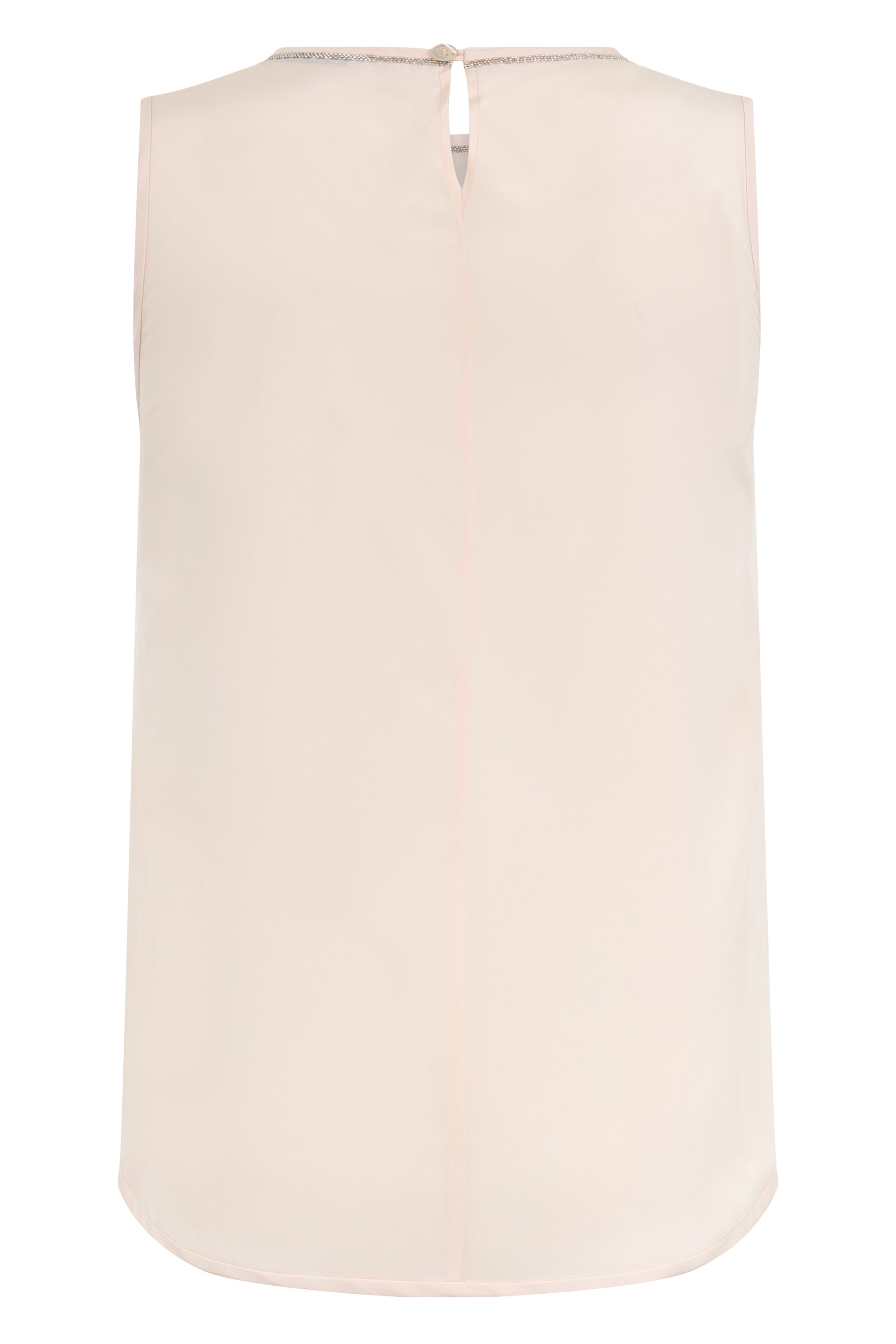 Sandy colored blouse without sleeves, light and versatile.