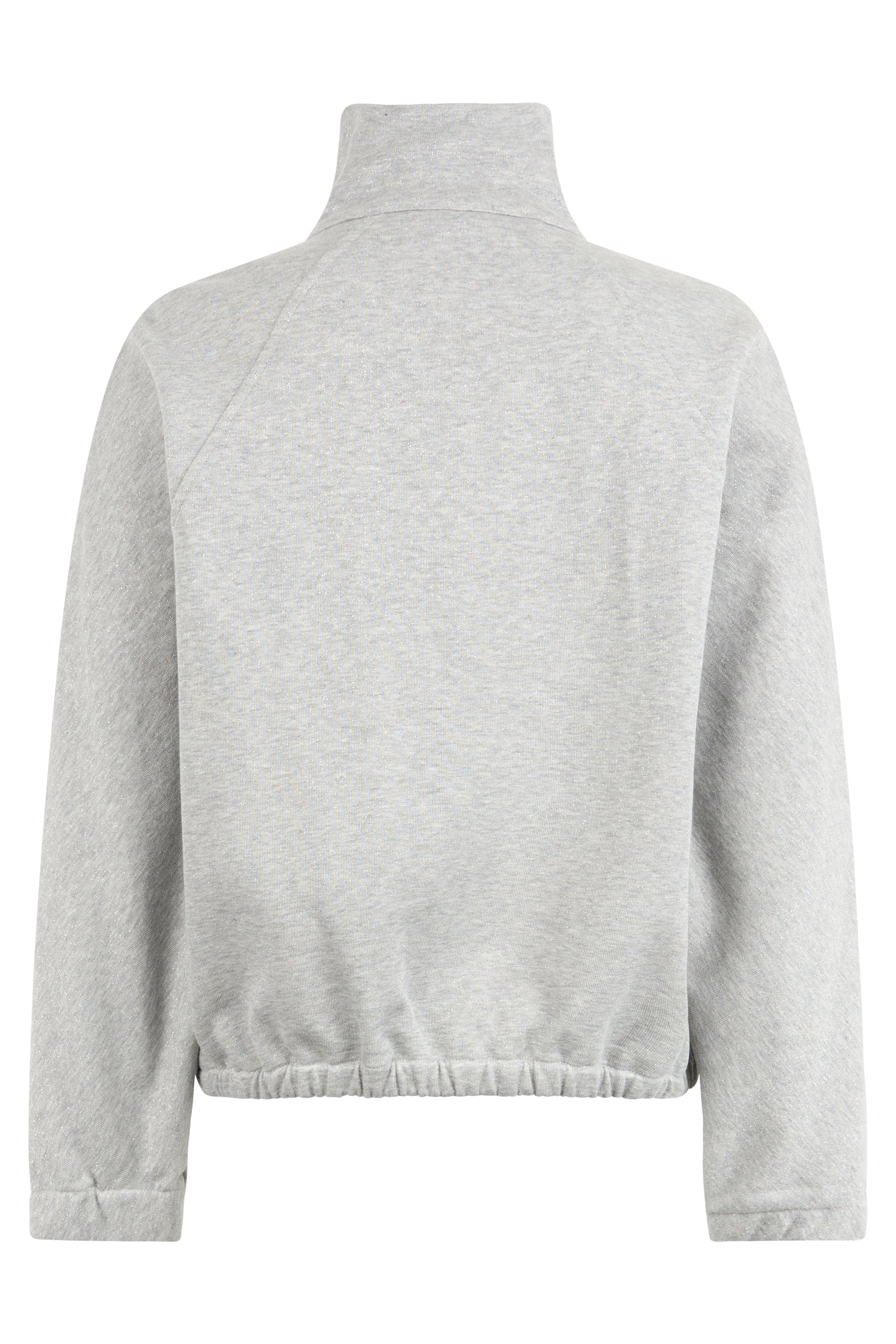 Gray melange sweatshirt with zipper, casual and versatile.