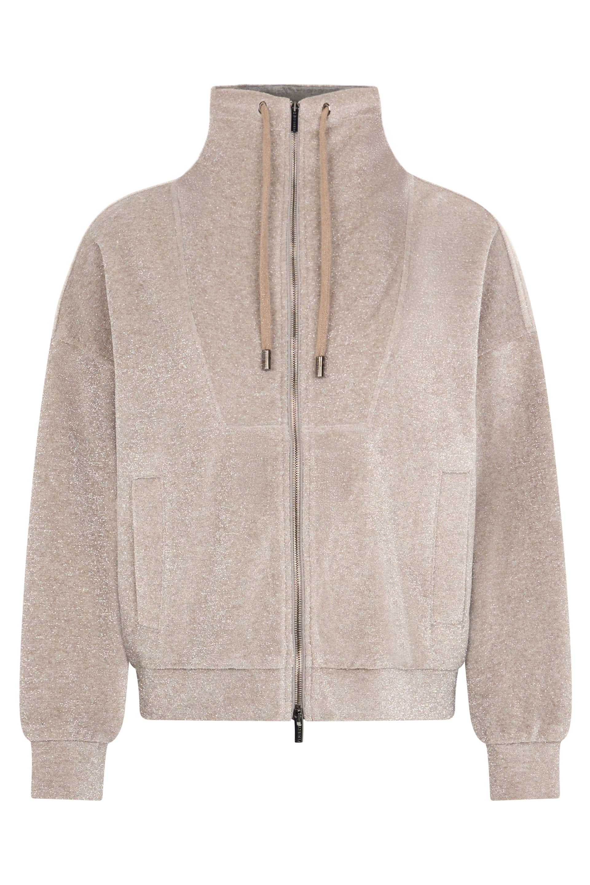 Beige oversized sweatshirt with zip that offers comfort and style.