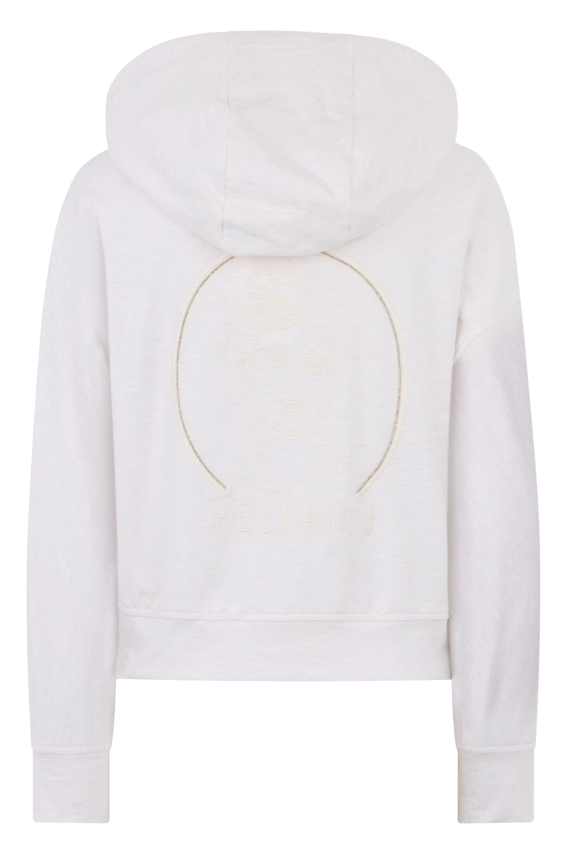 Light gray sweatshirt blend effect with zipper.