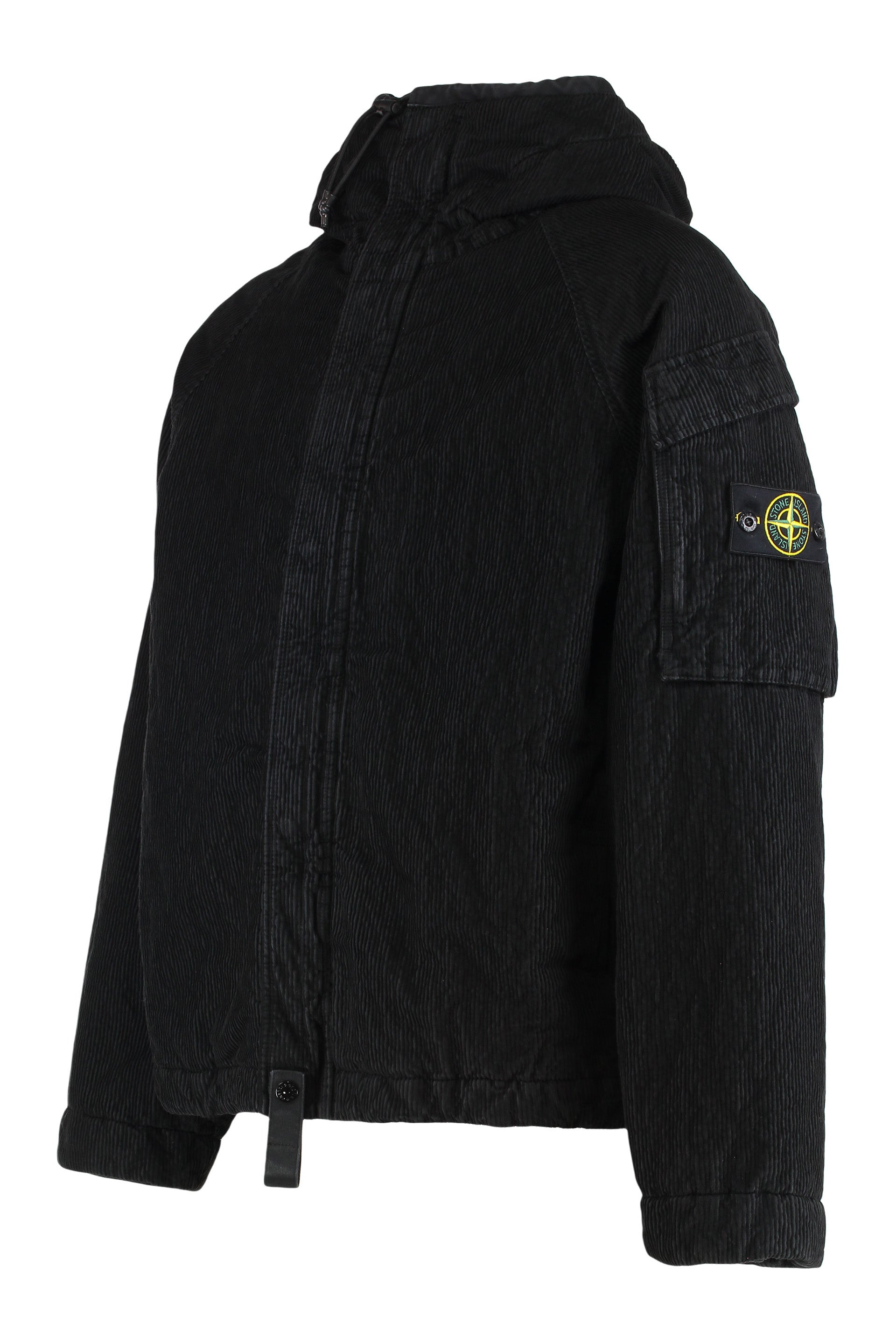 Hooded jacket in corduroy