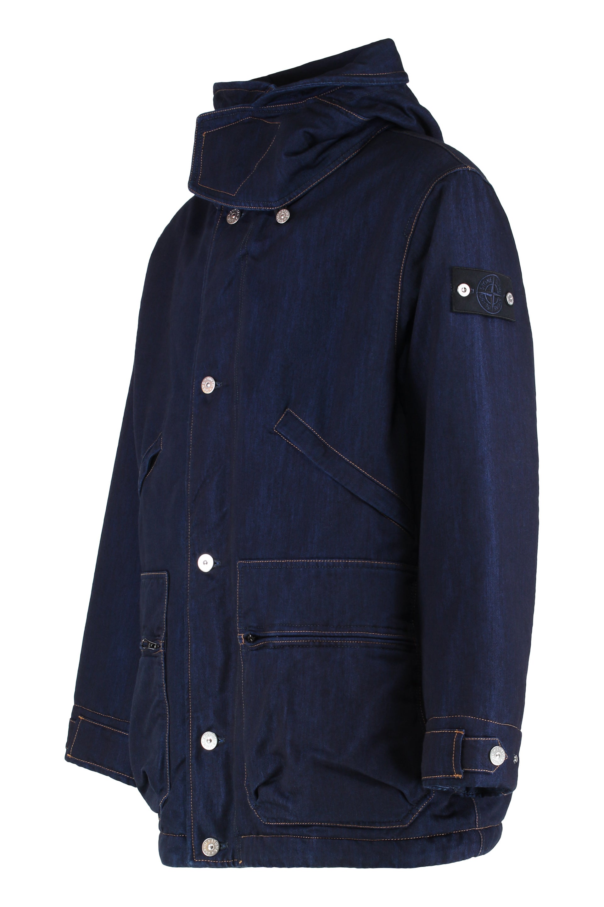 Denim Research - Short padded parka with removable hood