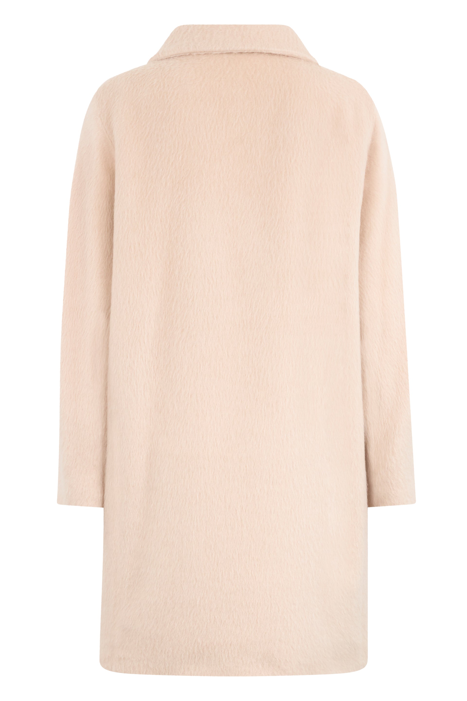 Long coat to the knee in soft fabric sand color.