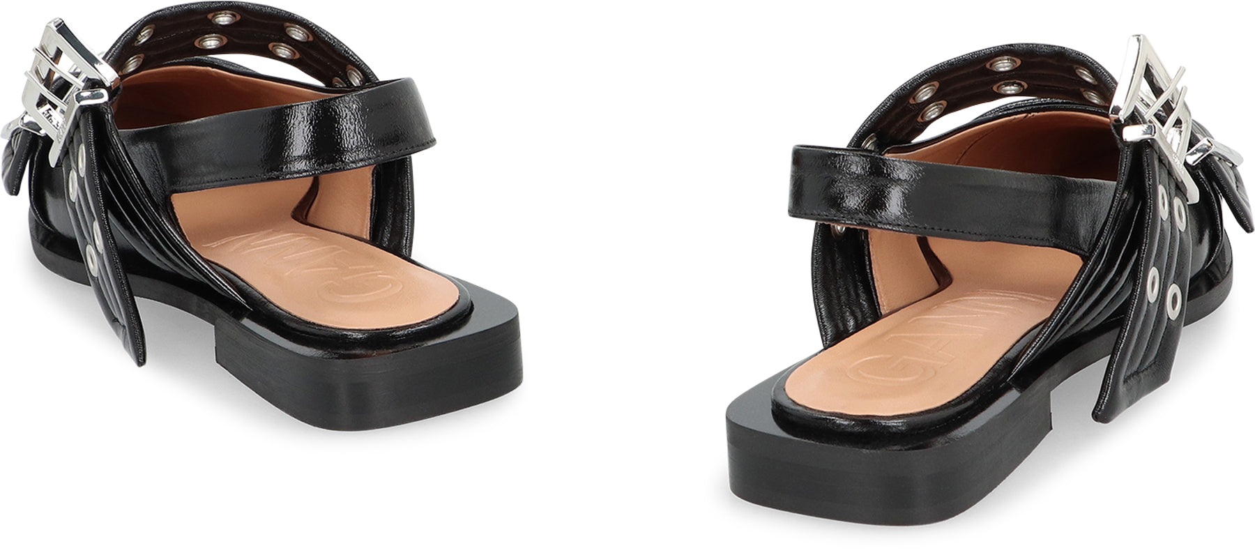 Feminine Buckle  faux leather slingback pumps