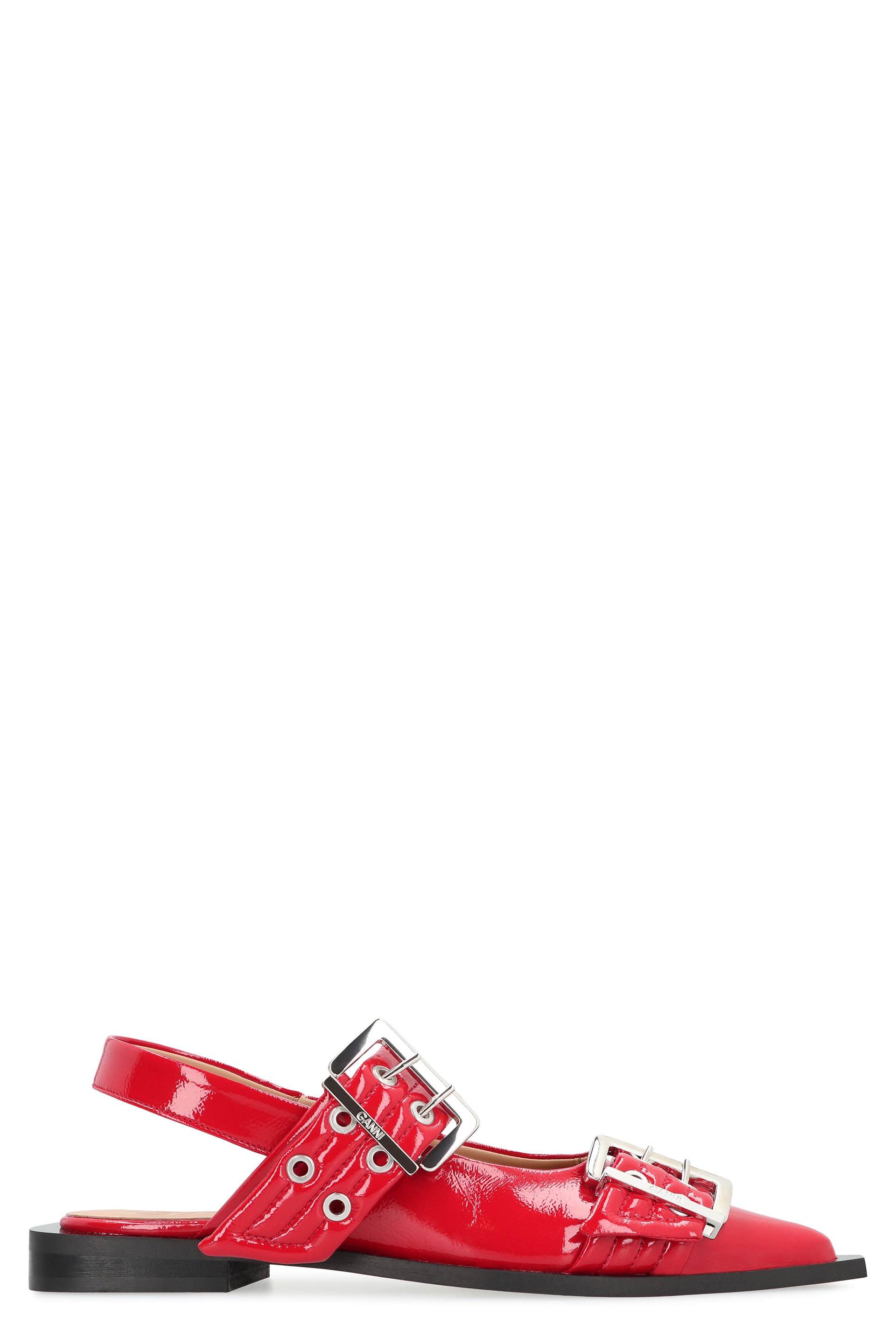 Feminine Buckle  faux leather slingback pumps