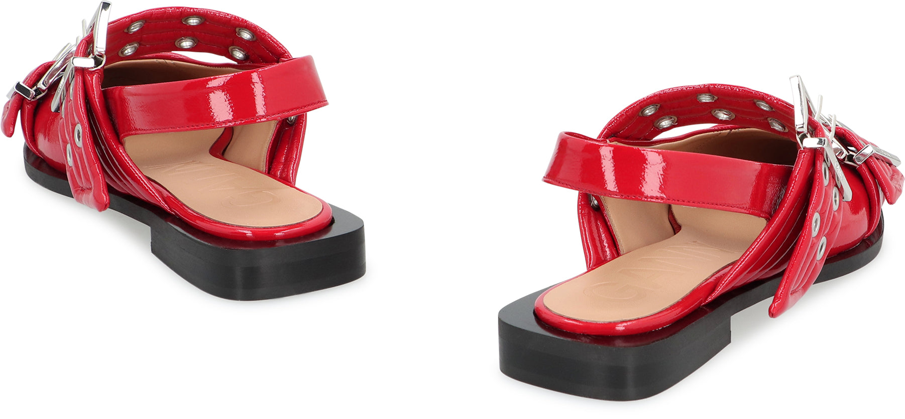 Feminine Buckle  faux leather slingback pumps