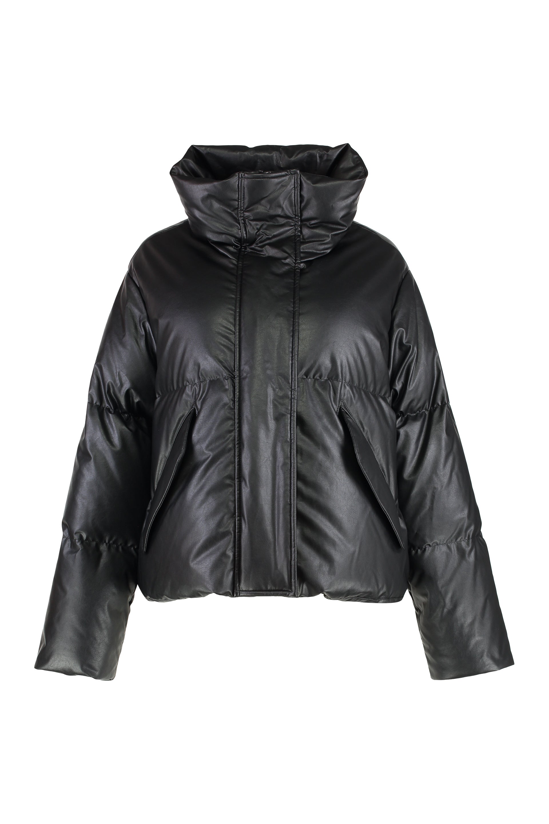 Faux leather down jacket