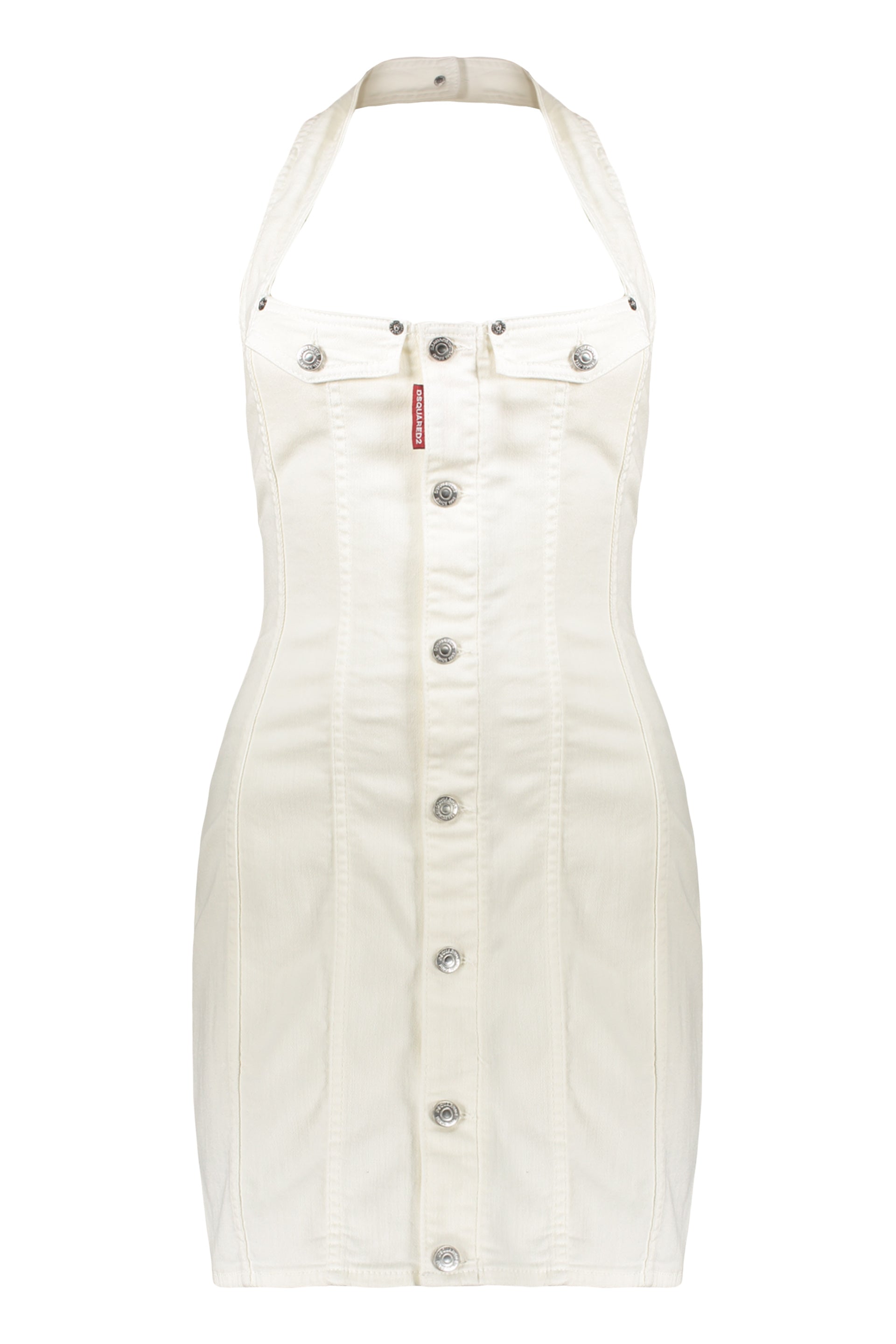 White summer dress in cotton with buttons