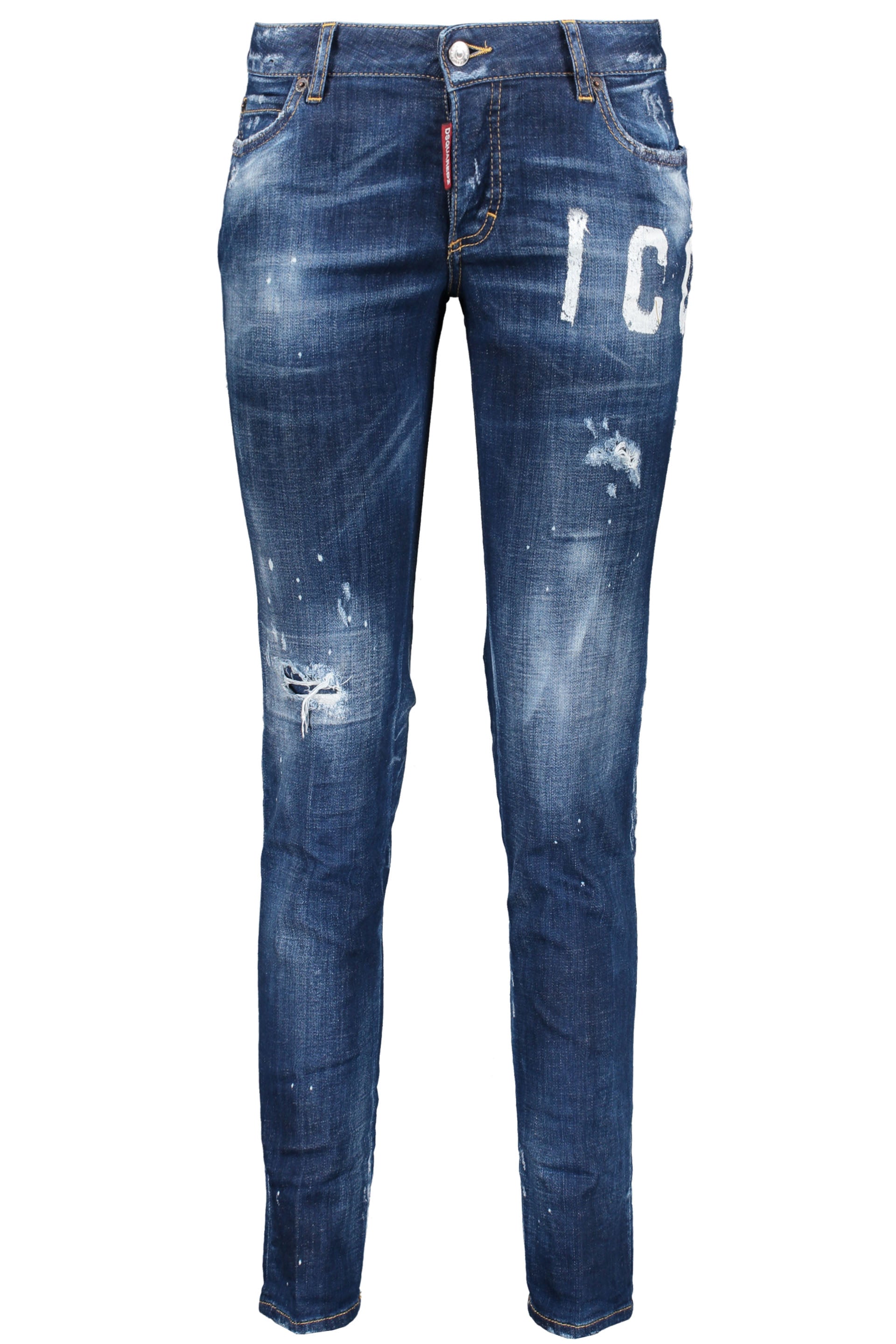 Destroyed straight leg jeans