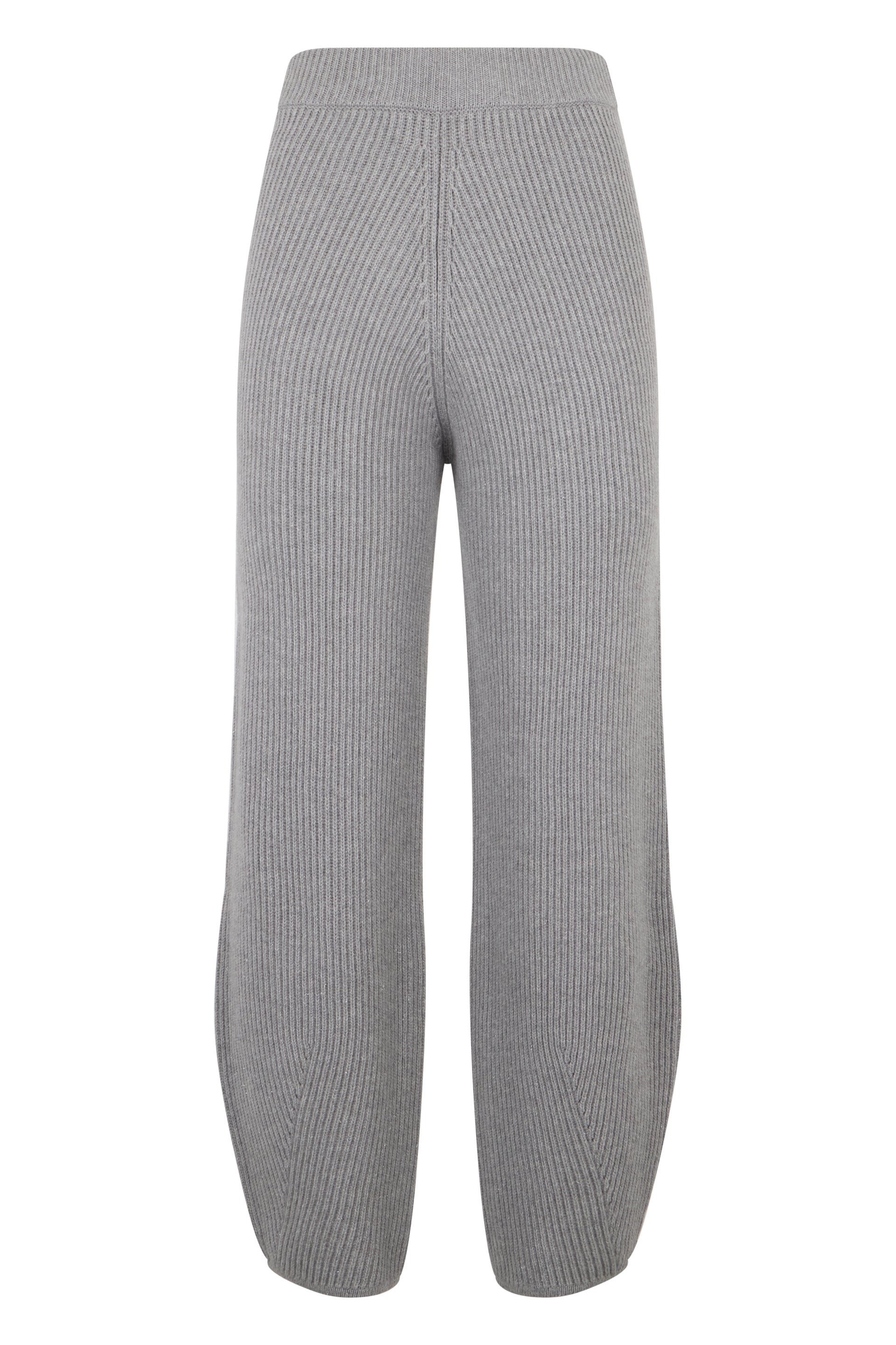 Gray knit pants with a minimalist design.