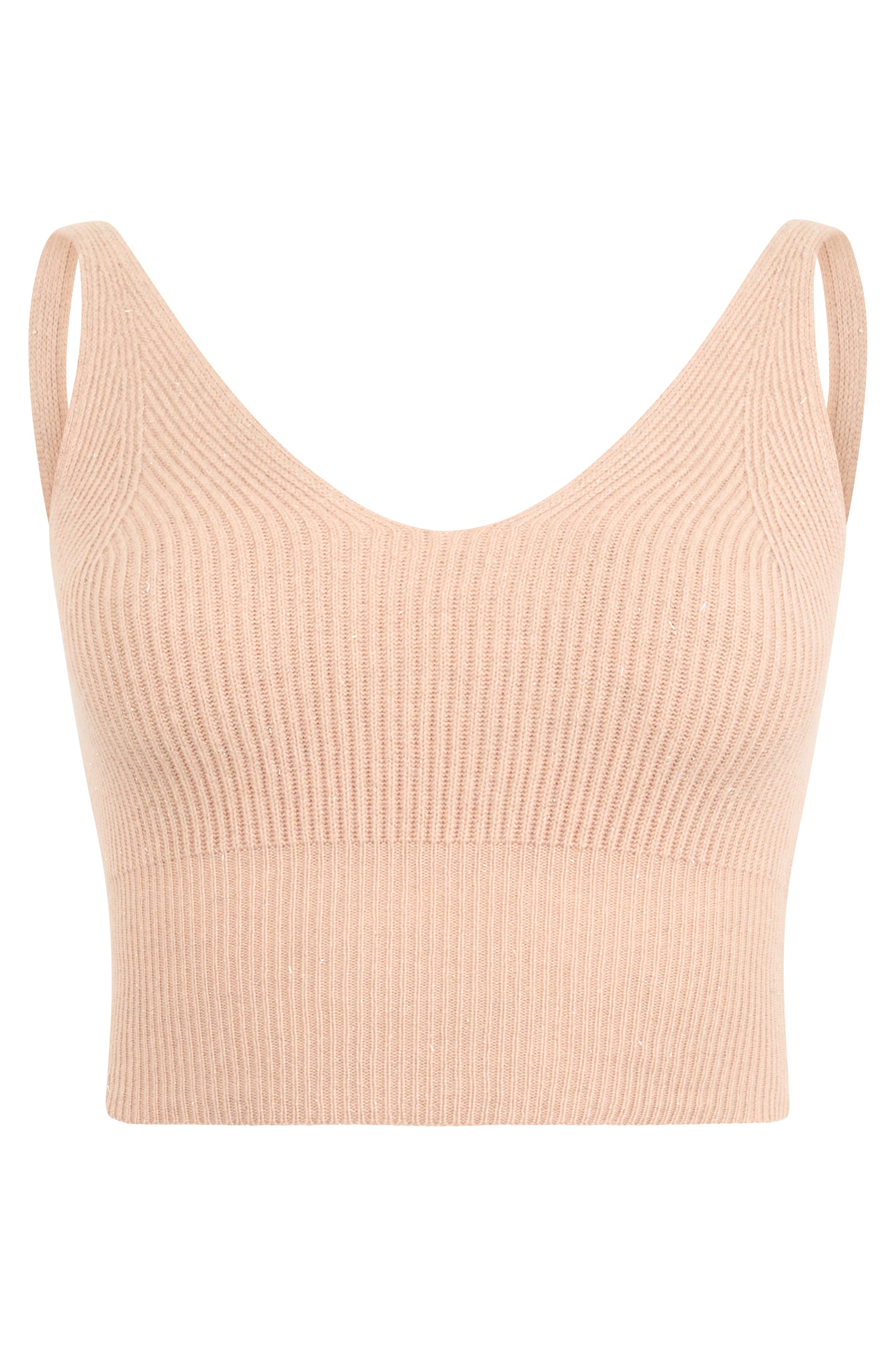 Beige sleeveless top, comfortable and versatile.