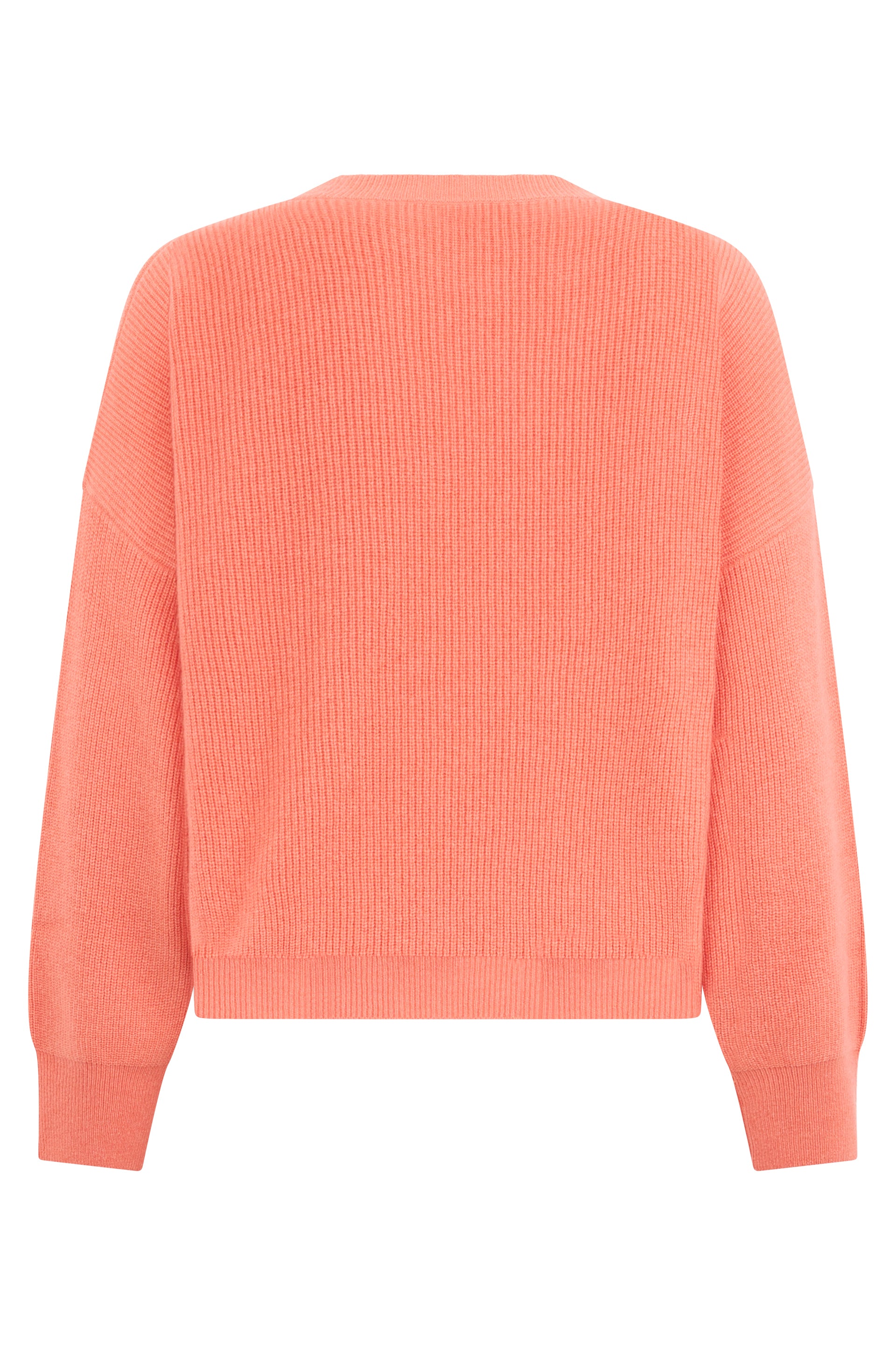 Coral pink sweater with crew neck in a minimal and versatile design.