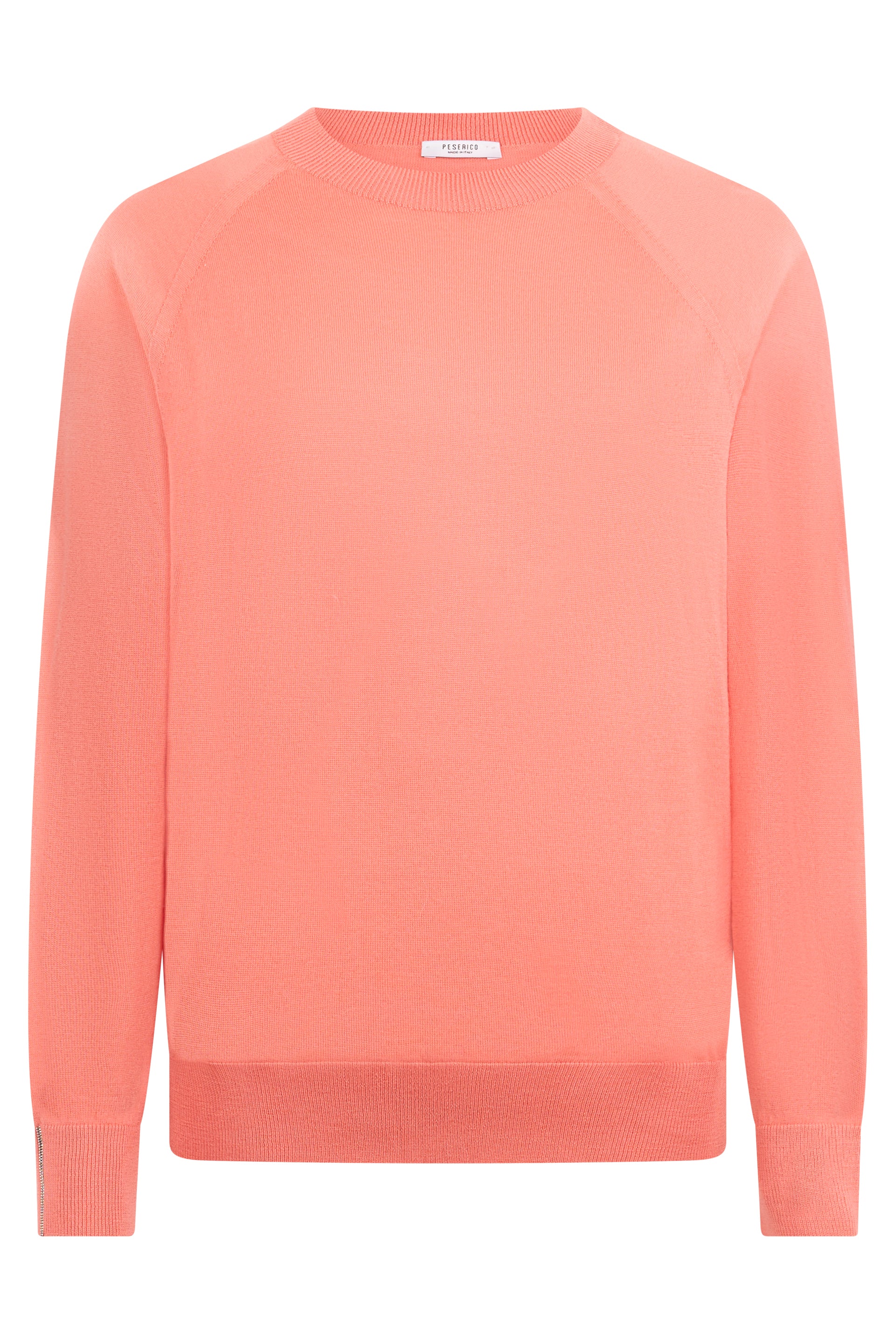 Salmon pink sweater with long sleeves.