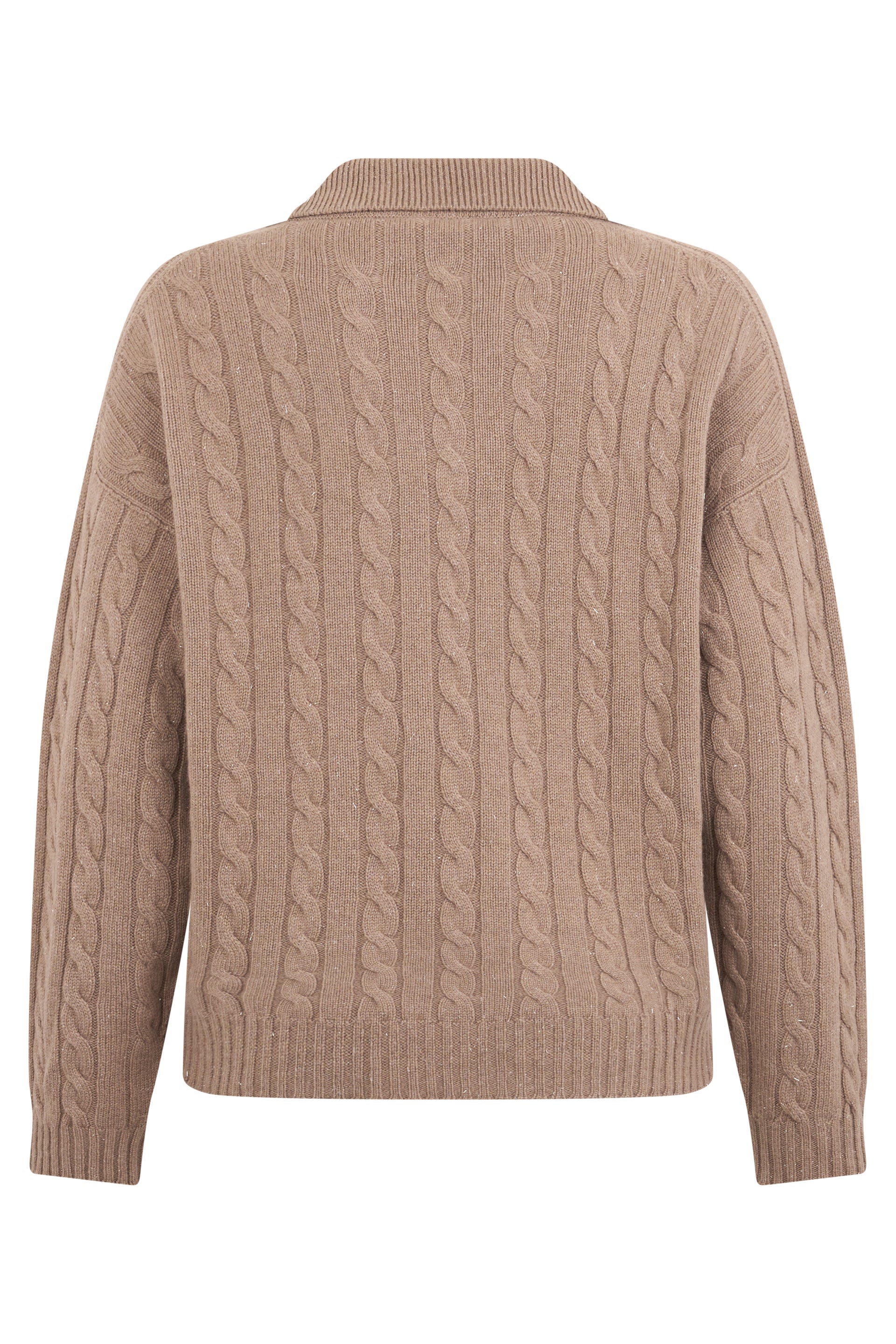 Casual sweater in mud color with V-neck.