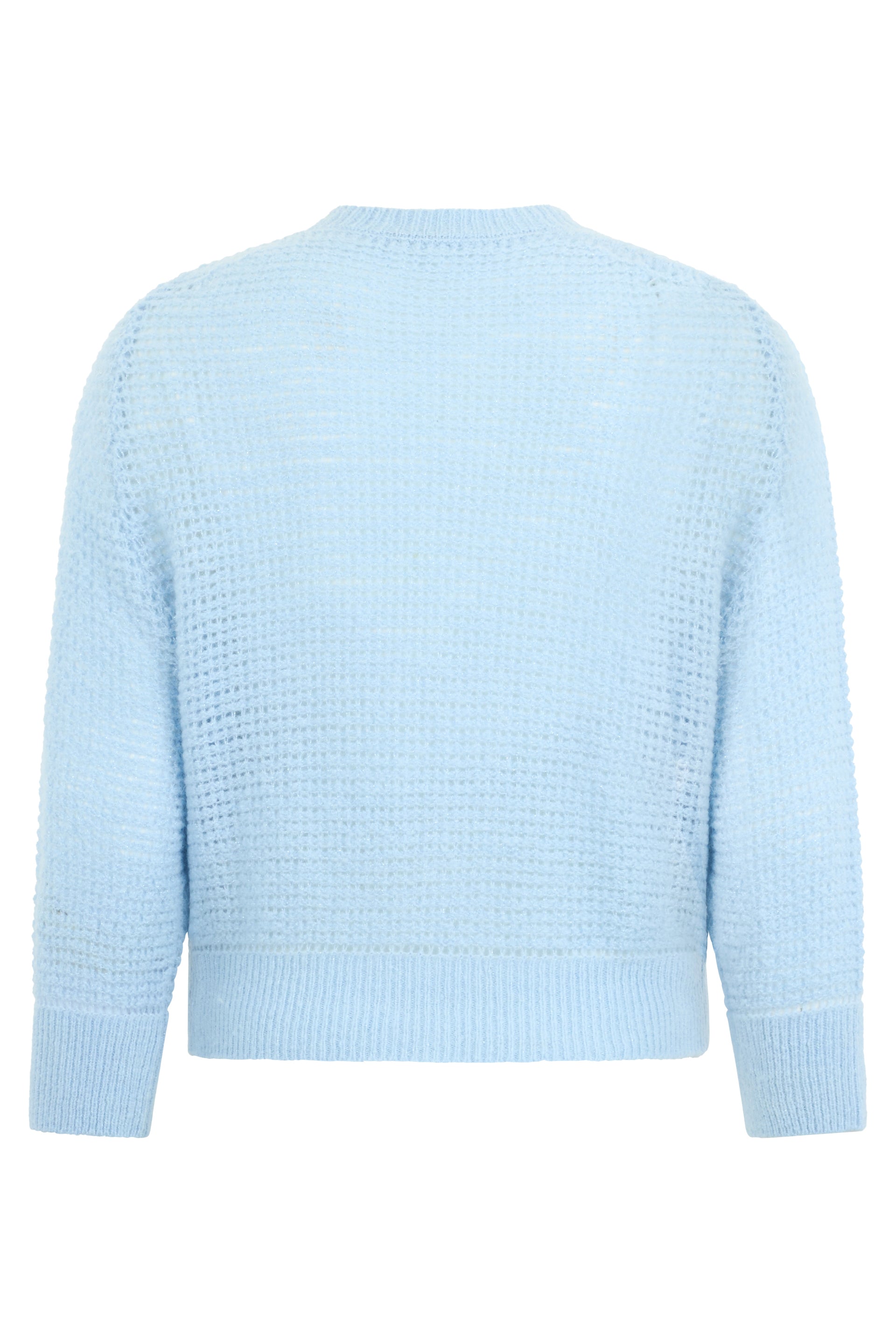 Light blue sweater with long sleeves and minimal design.