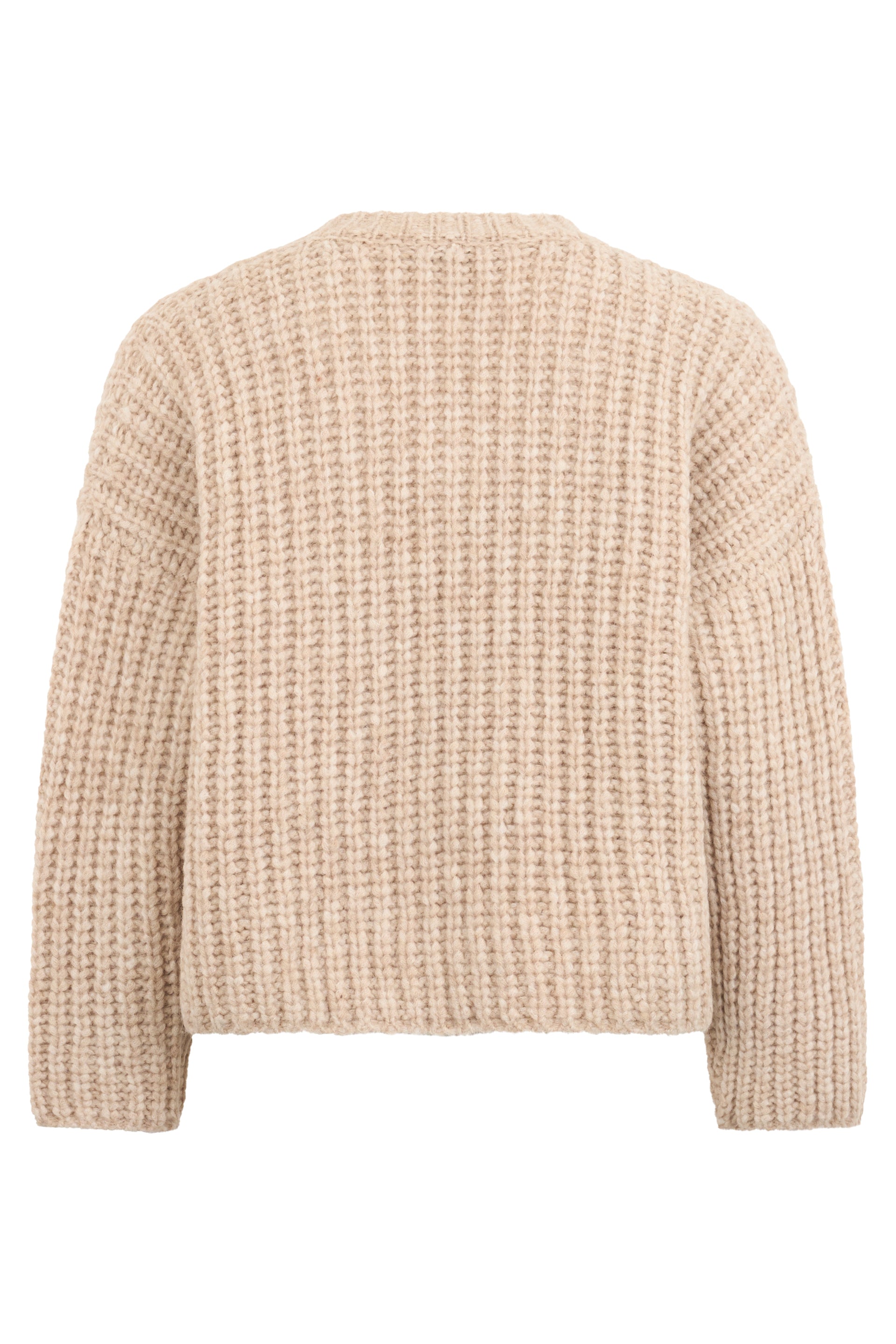 Beige Sweater Loose with V-neck