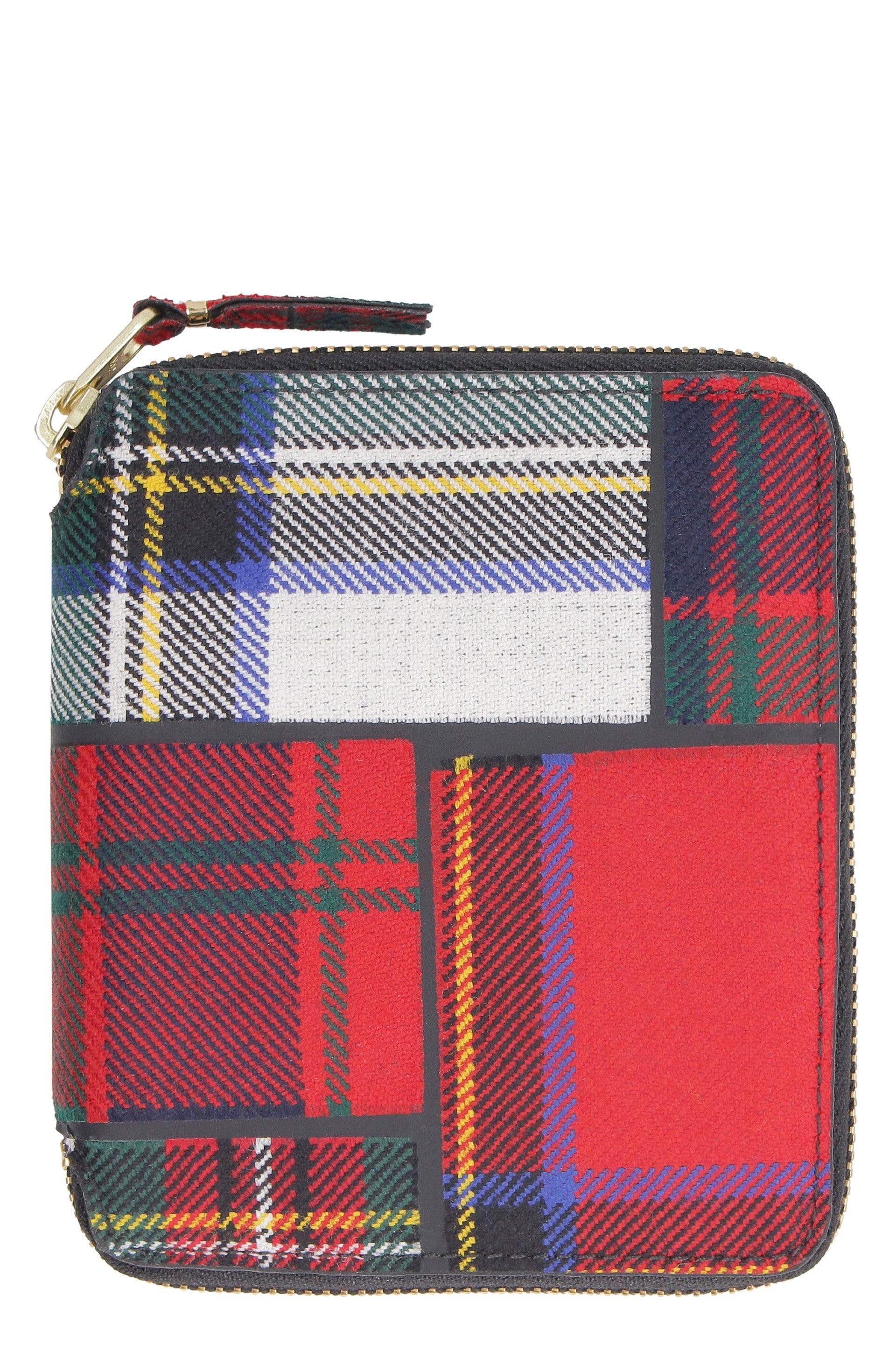 Tartan motif zip around wallet