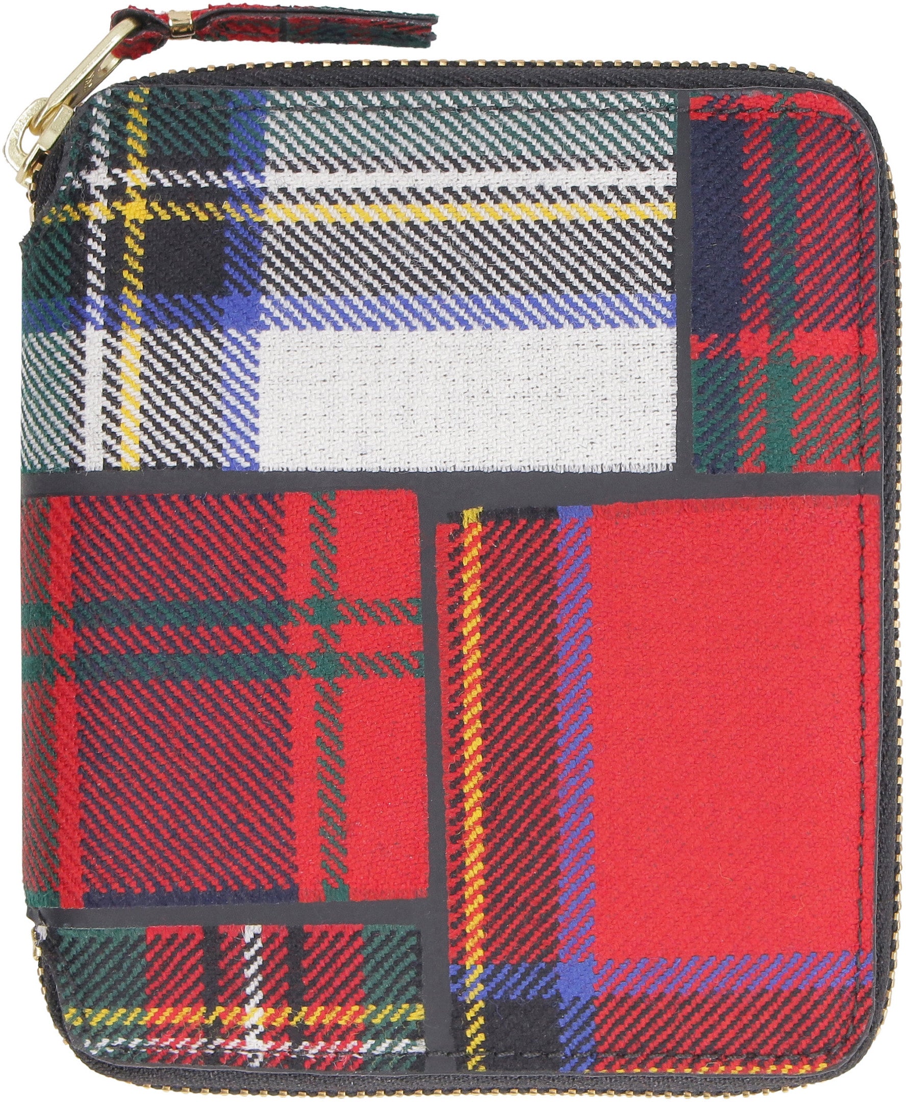 Tartan motif zip around wallet